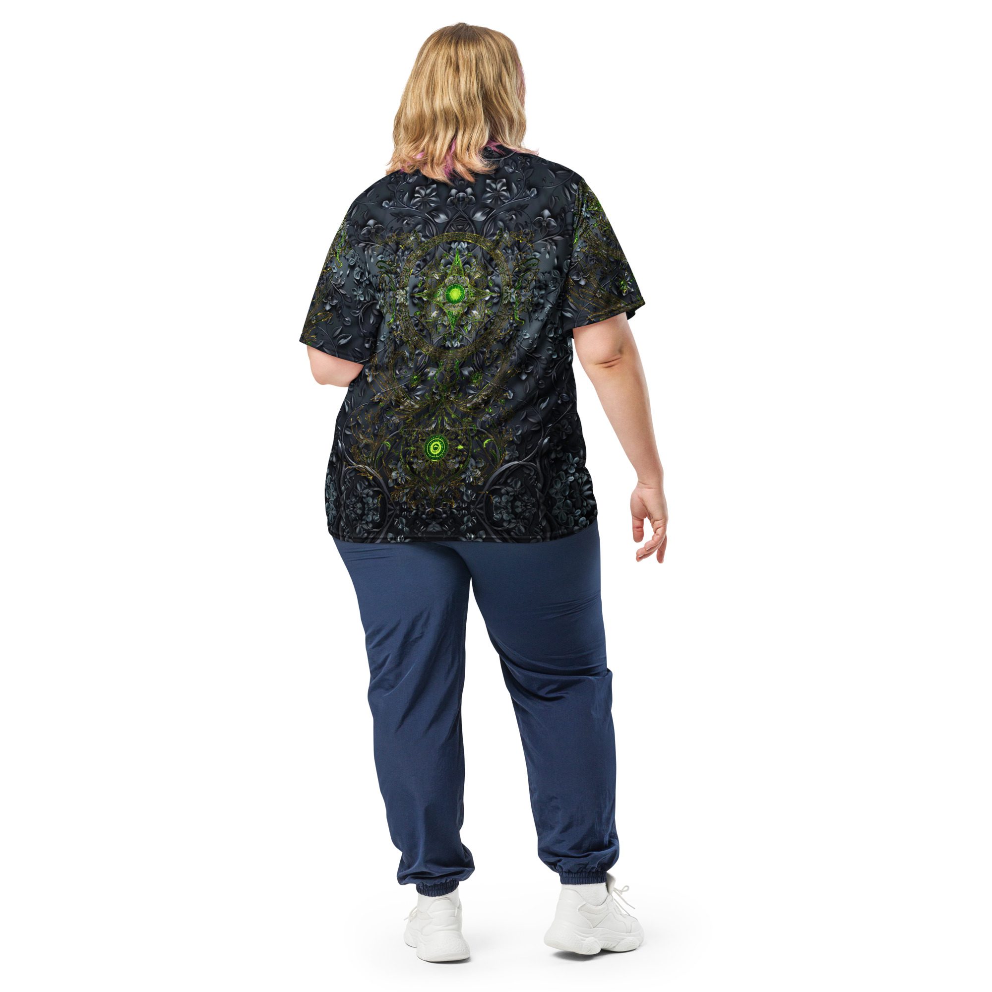 The Moss’s Emerald Pulse Locked in Midnight Stone — Recycled Unisex Sports Jersey - Image 8