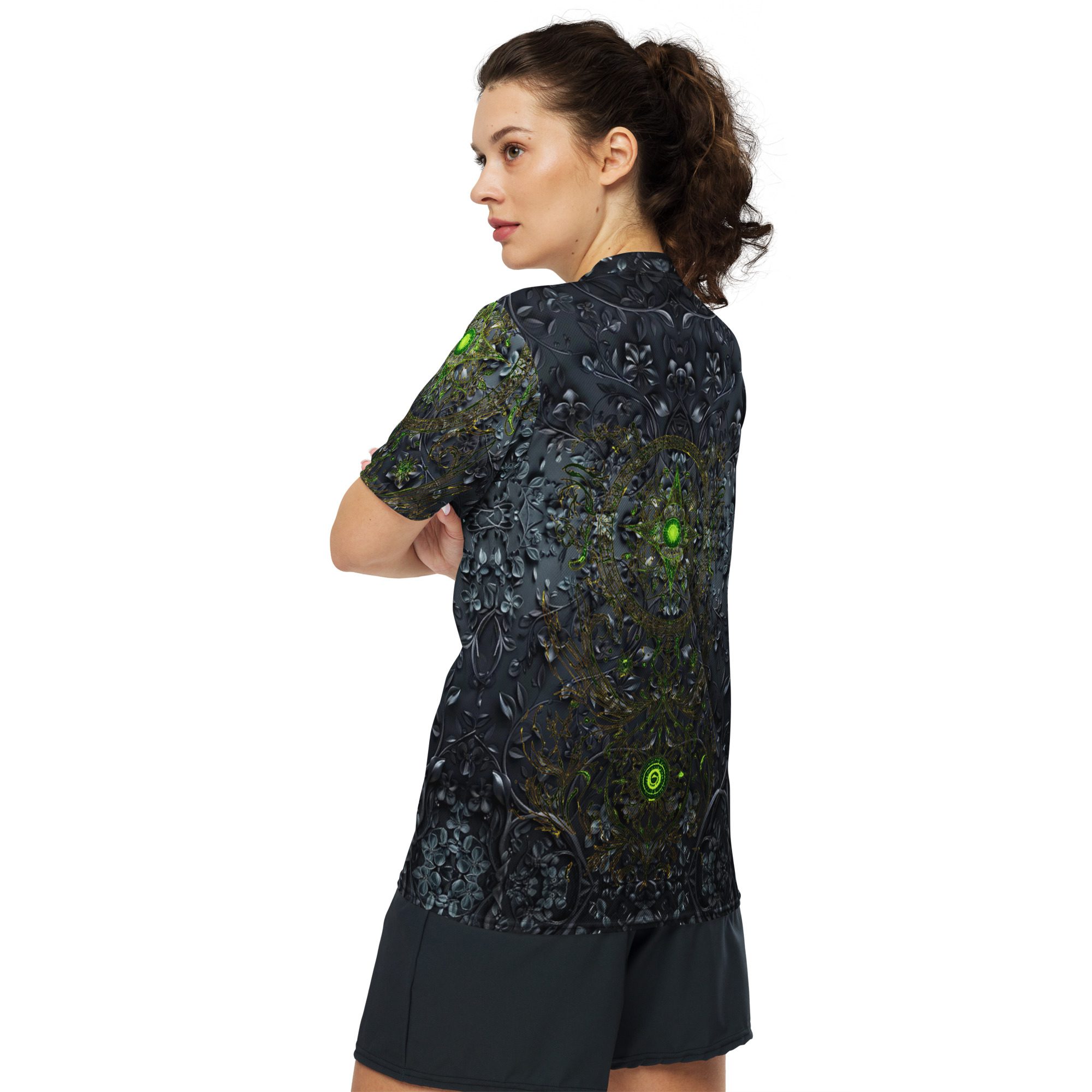 The Moss’s Emerald Pulse Locked in Midnight Stone — Recycled Unisex Sports Jersey - Image 10
