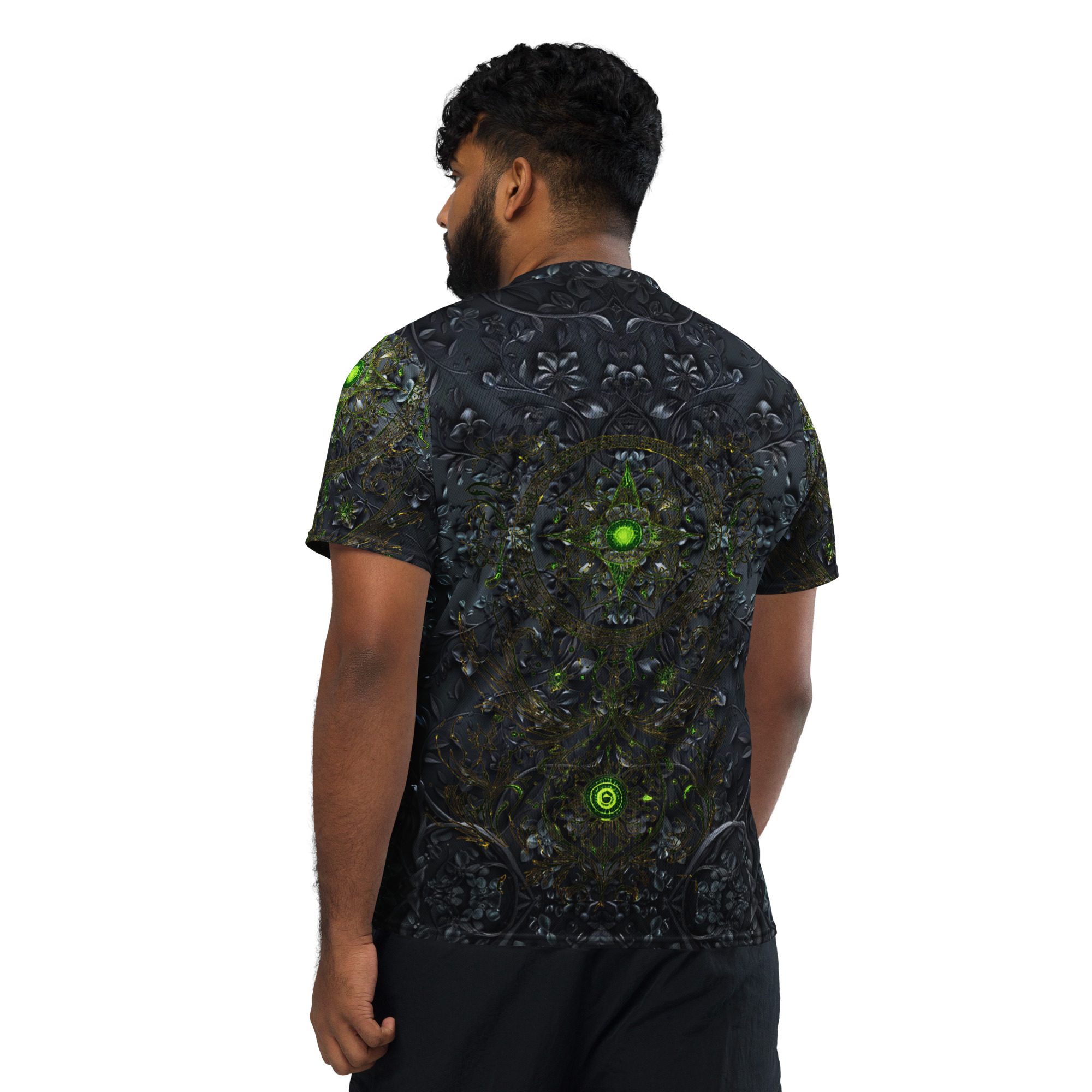 The Moss’s Emerald Pulse Locked in Midnight Stone — Recycled Unisex Sports Jersey - Image 2