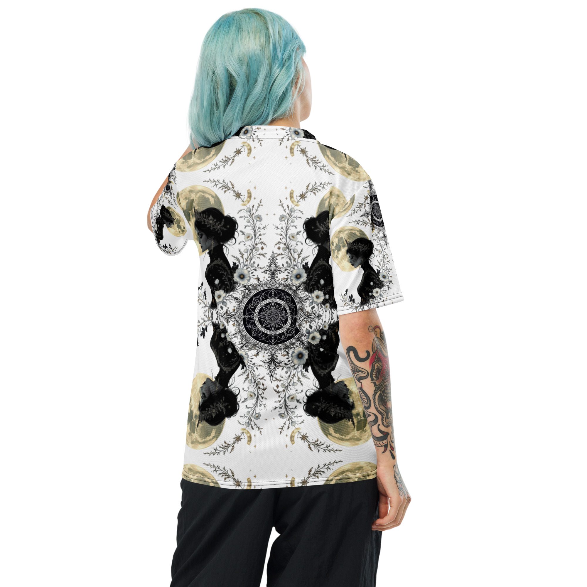 The Moonbound Scholars of the Pale Old Script — Recycled Unisex Sports Jersey - Image 4