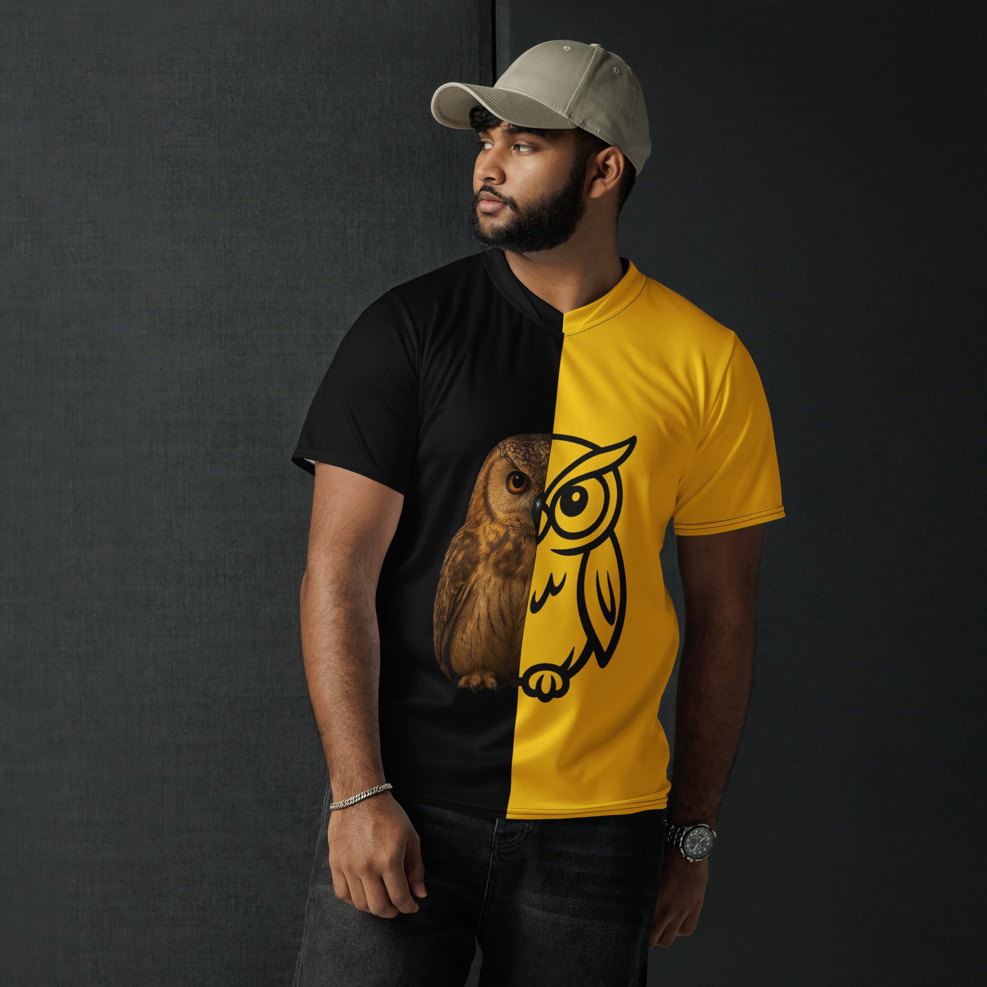 Owl & SPLATTIO Letters Graphic Unisex T-Shirt - Image 3