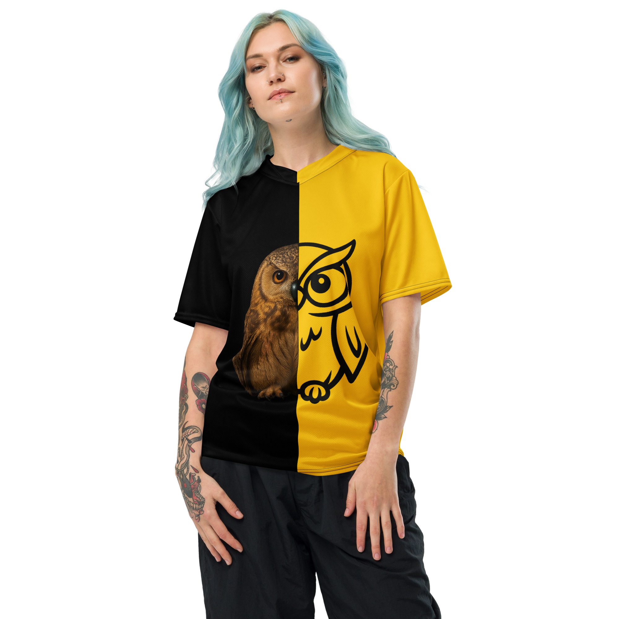 Owl & SPLATTIO Letters Graphic Unisex T-Shirt - Image 6