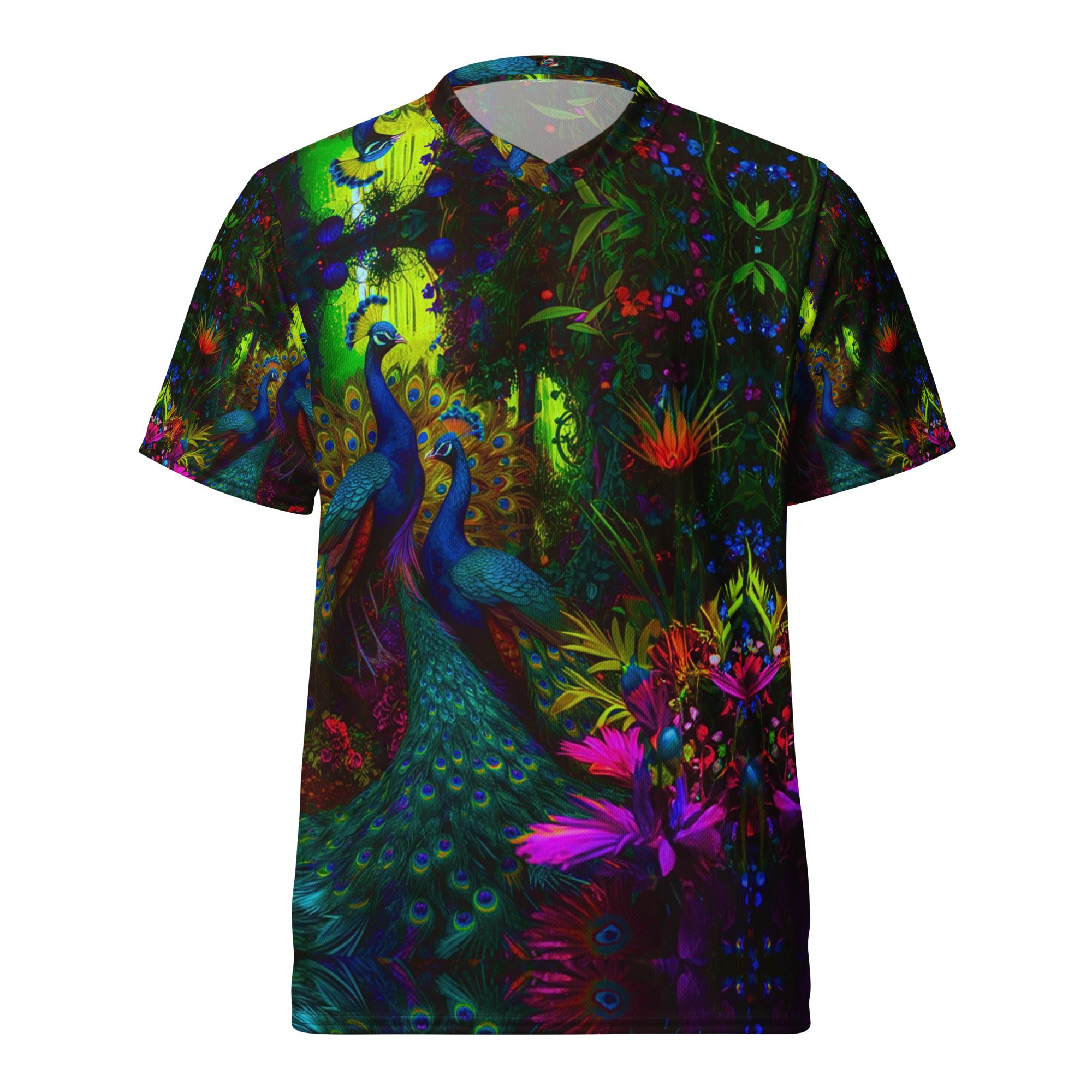 SG’s French Quarter’s Peacock Masquerade Garden – Recycled Unisex Sports Jersey - Image 10
