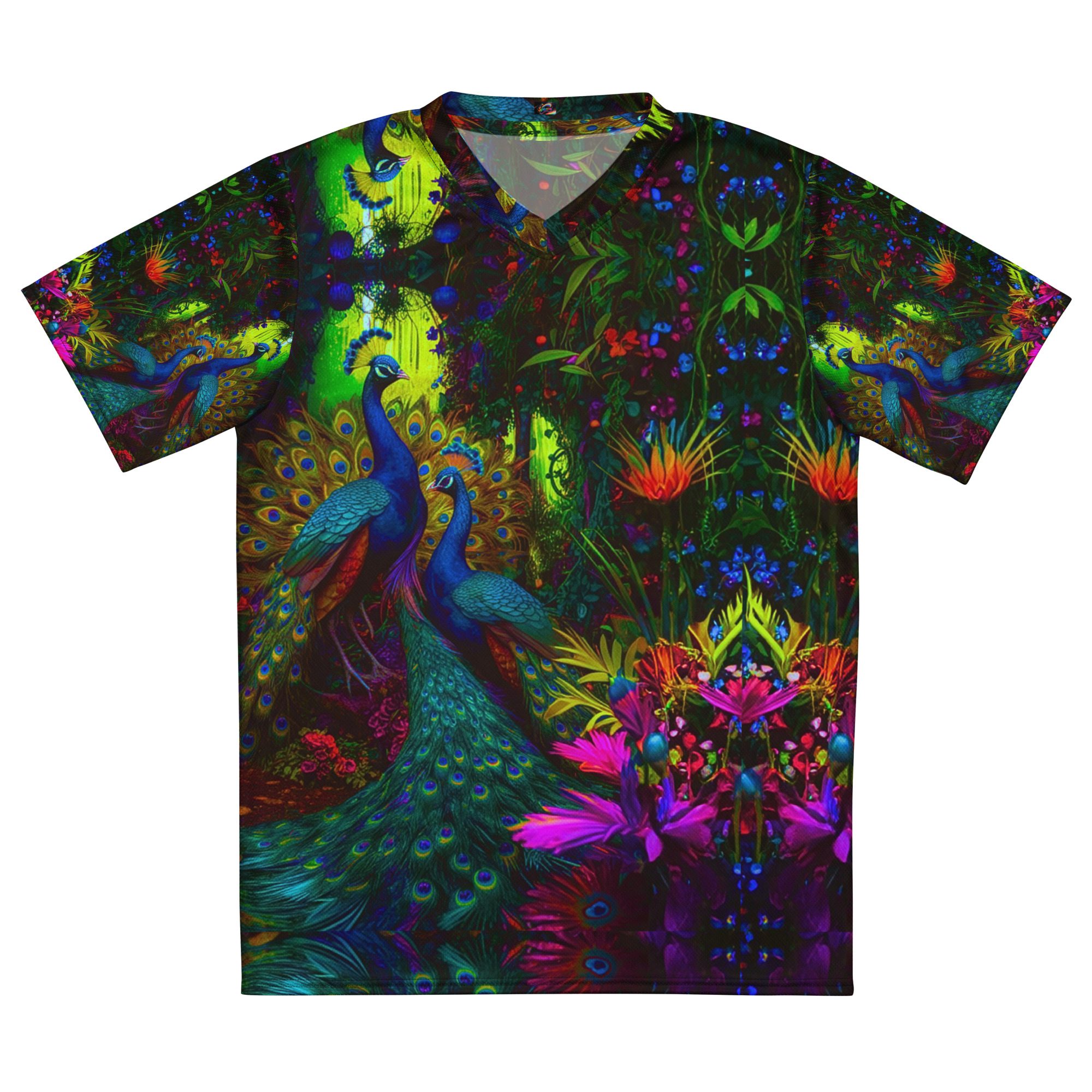 SG’s French Quarter’s Peacock Masquerade Garden – Recycled Unisex Sports Jersey - Image 15