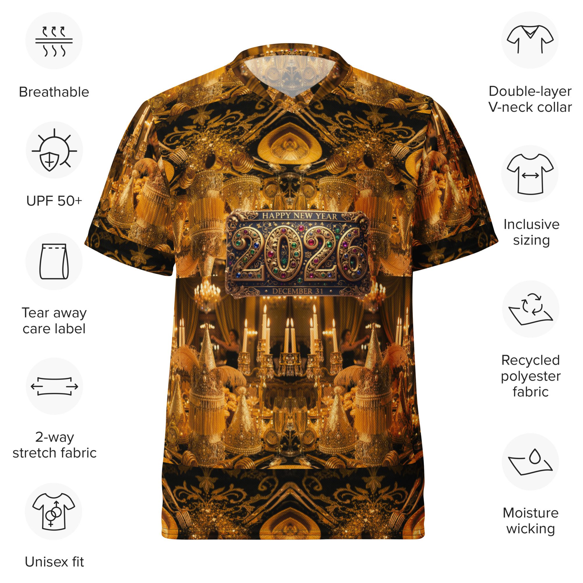 New Year’s Eve Gilded Masquerade of 2026 – Recycled Unisex Sports Jersey - Image 10