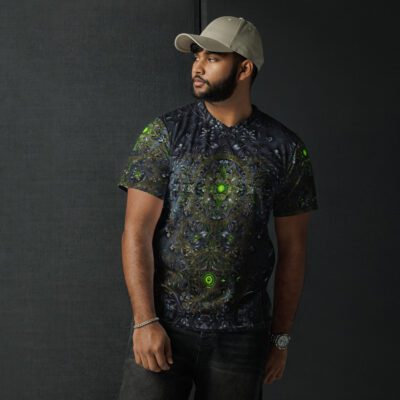 The Moss’s Emerald Pulse Locked in Midnight Stone — Recycled Unisex Sports Jersey