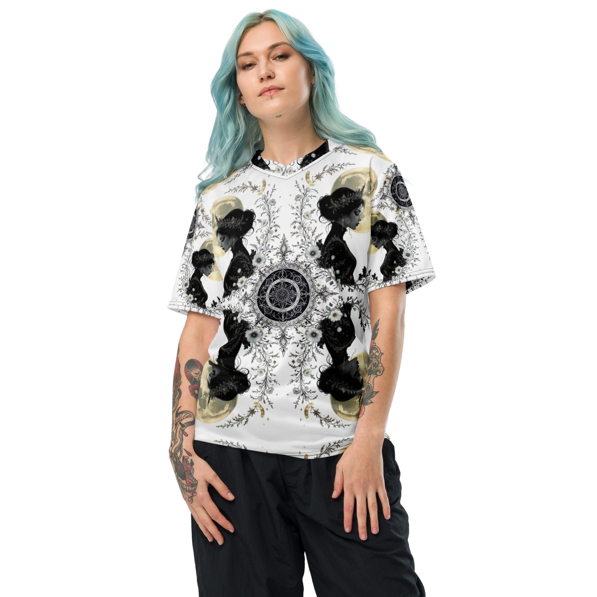 The Moonbound Scholars of the Pale Old Script — Recycled Unisex Sports Jersey - Image 3