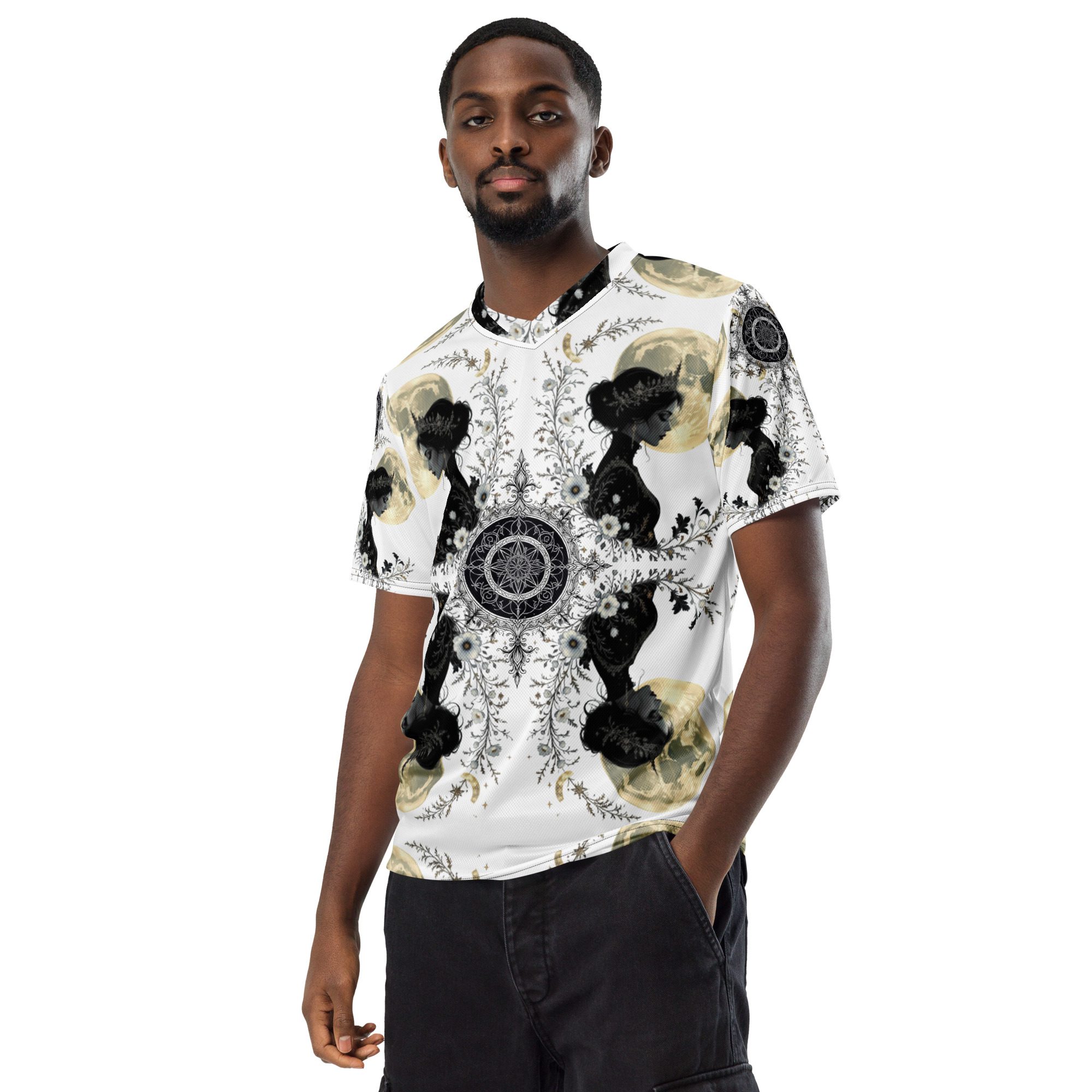 The Moonbound Scholars of the Pale Old Script — Recycled Unisex Sports Jersey - Image 5