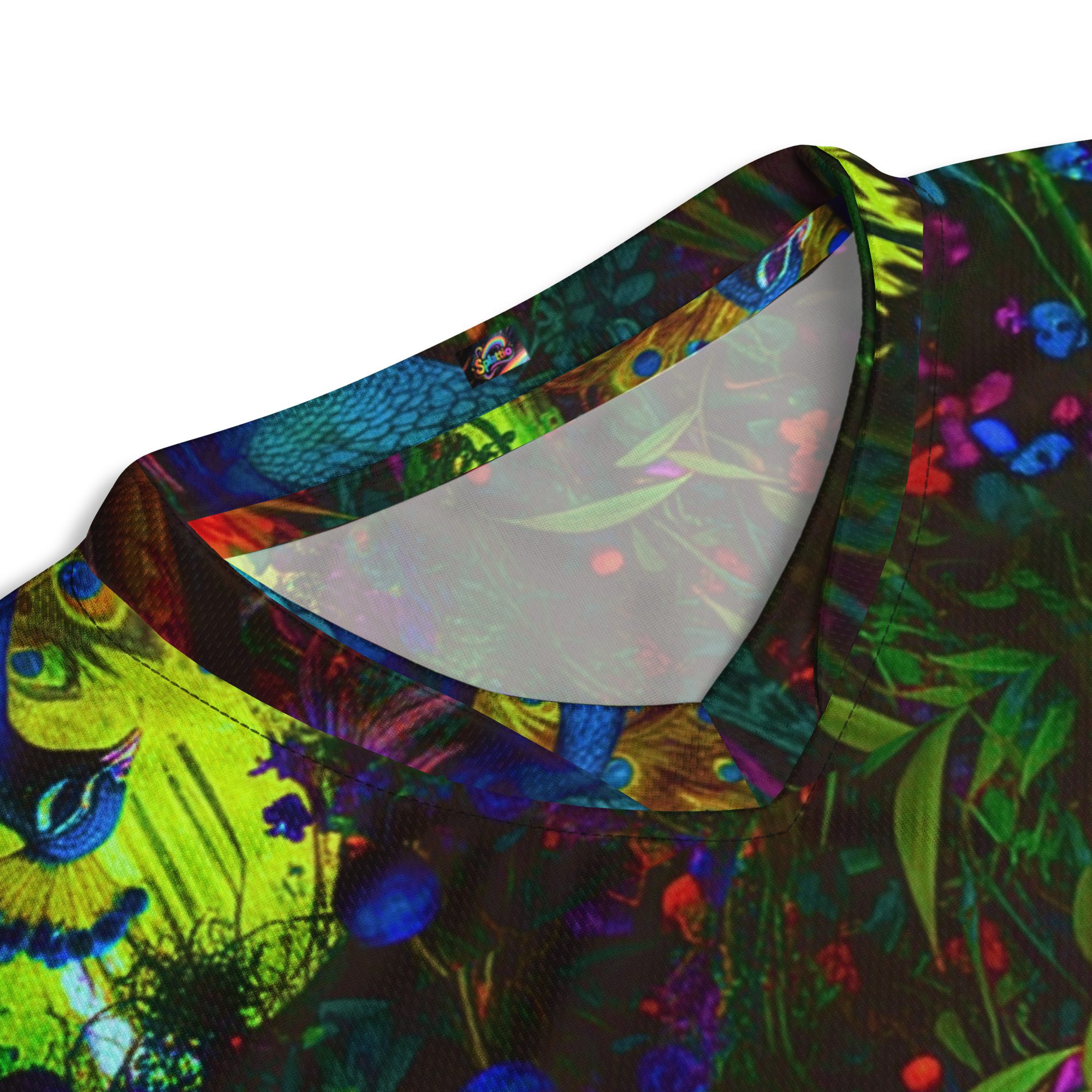 SG’s French Quarter’s Peacock Masquerade Garden – Recycled Unisex Sports Jersey - Image 13