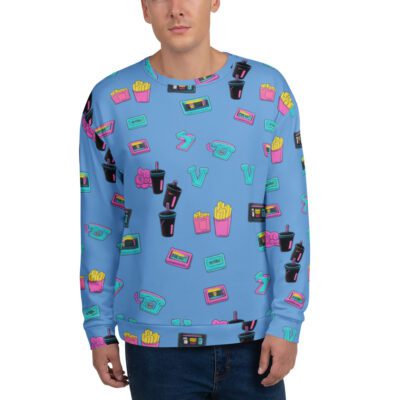 Neon Retro Snack Pack All-Over Print Sweatshirt