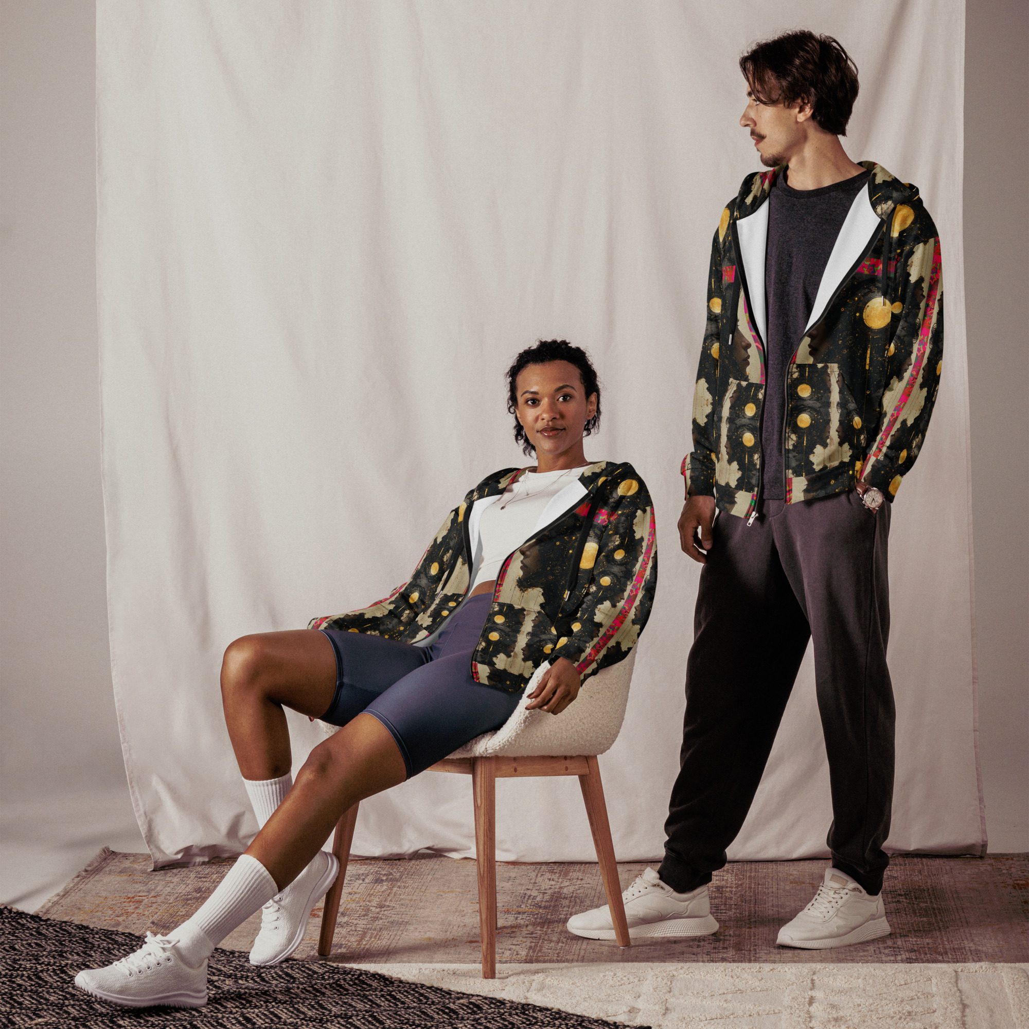 The Watchers Beneath Black Suns – All-Over Print Recycled Unisex Zip Hoodie - Image 10