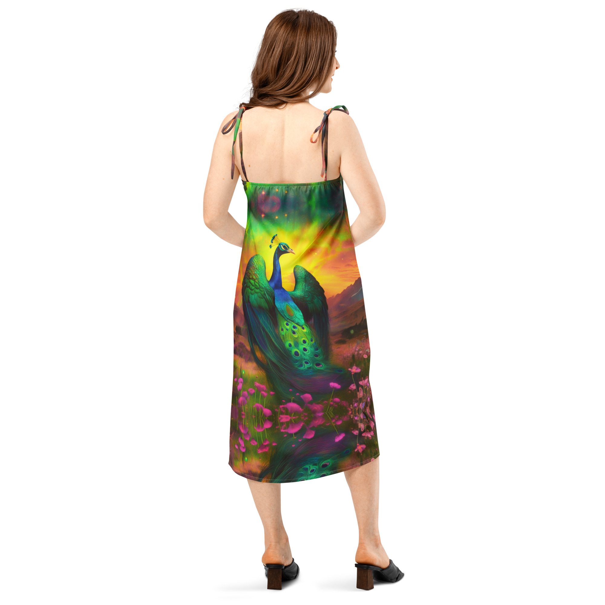 SG’s Mardi Gras’s Sunrise Royal Peacock Glow — Tie-Strap Midi Dress - Image 5