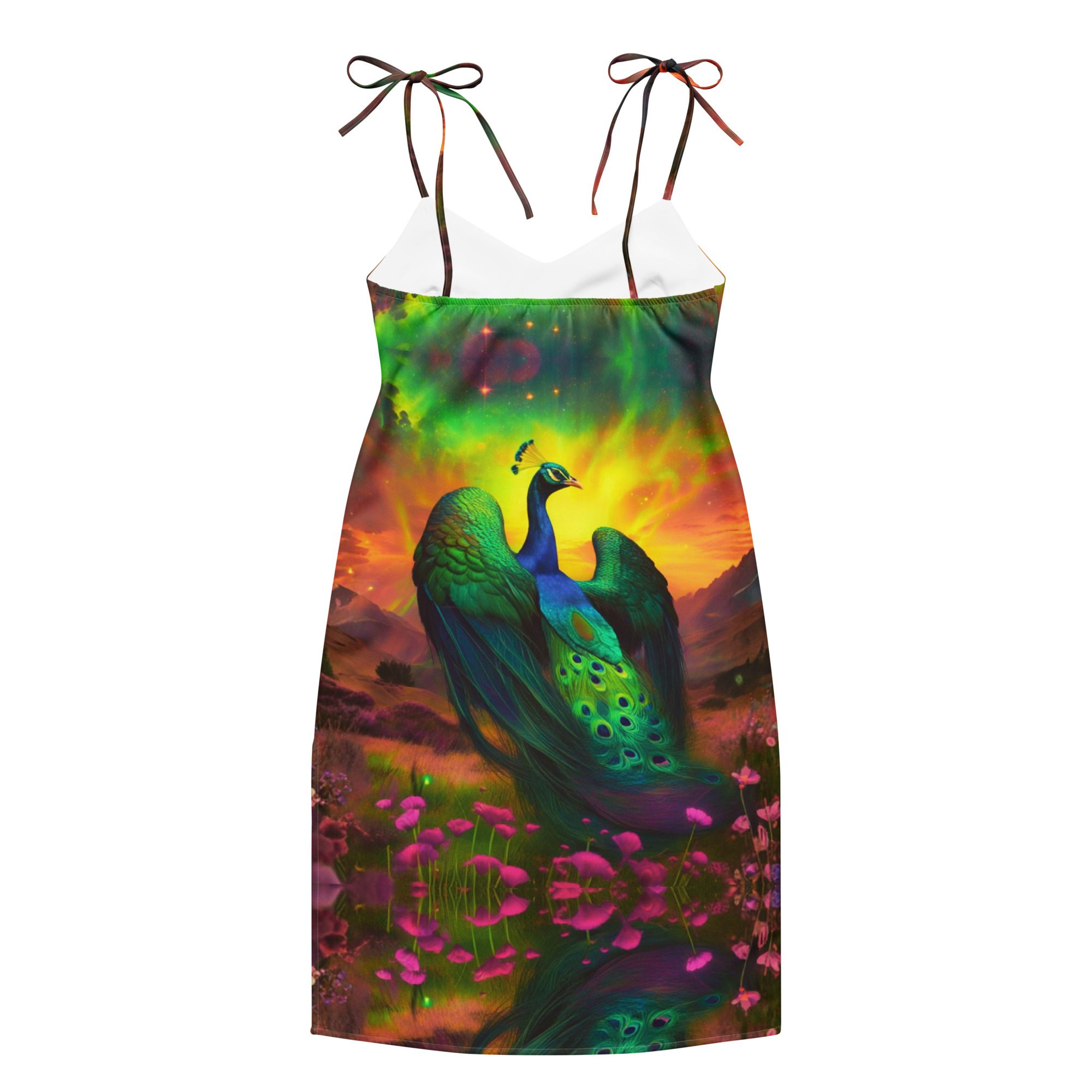 SG’s Mardi Gras’s Sunrise Royal Peacock Glow — Tie-Strap Midi Dress - Image 9