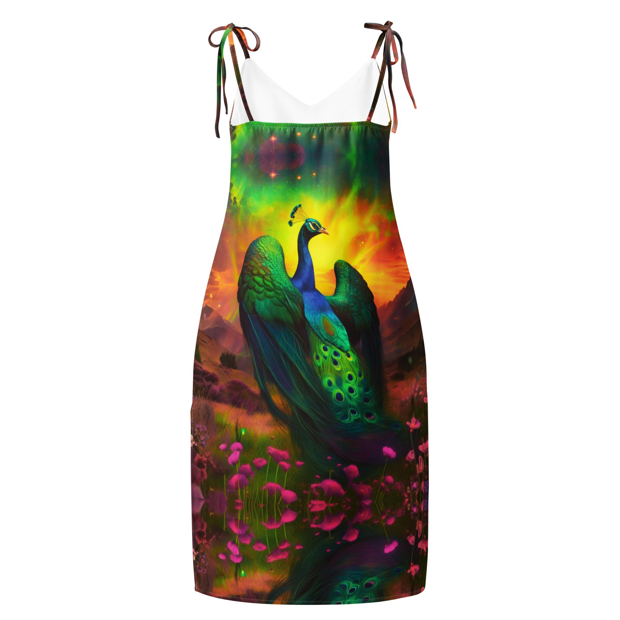 SG’s Mardi Gras’s Sunrise Royal Peacock Glow — Tie-Strap Midi Dress - Image 13