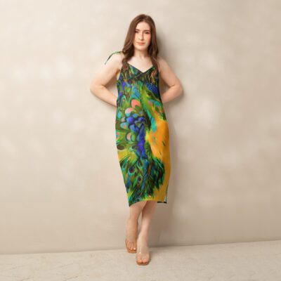 SG’s Mardi Gras’s Peacock of Bourbon Street – Tie-Strap Midi Dress