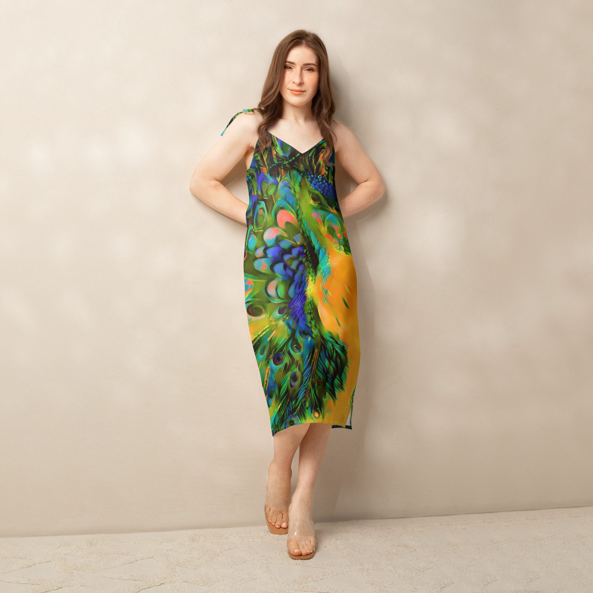 SG’s Mardi Gras’s Peacock of Bourbon Street – Tie-Strap Midi Dress