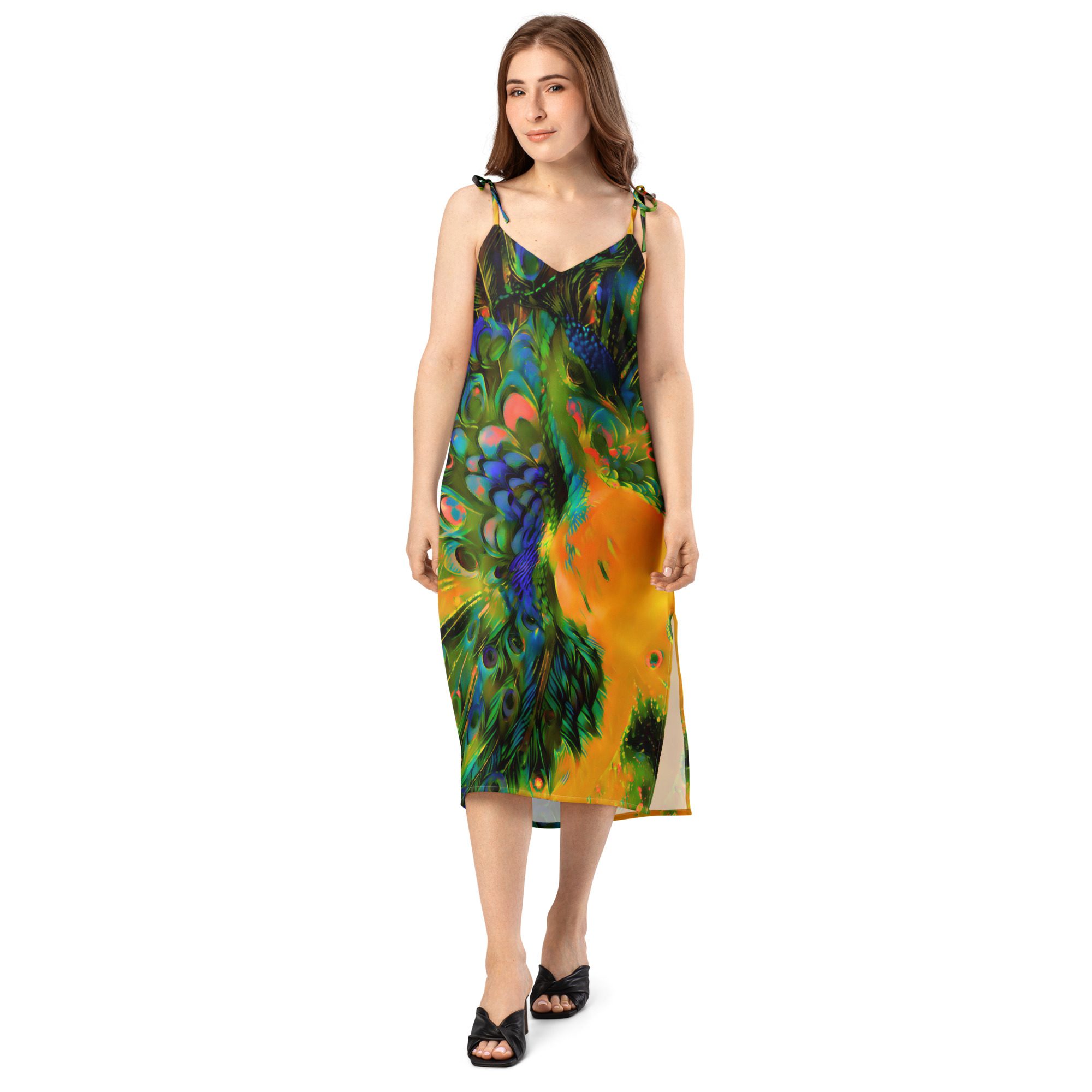 SG’s Mardi Gras’s Peacock of Bourbon Street – Tie-Strap Midi Dress - Image 4