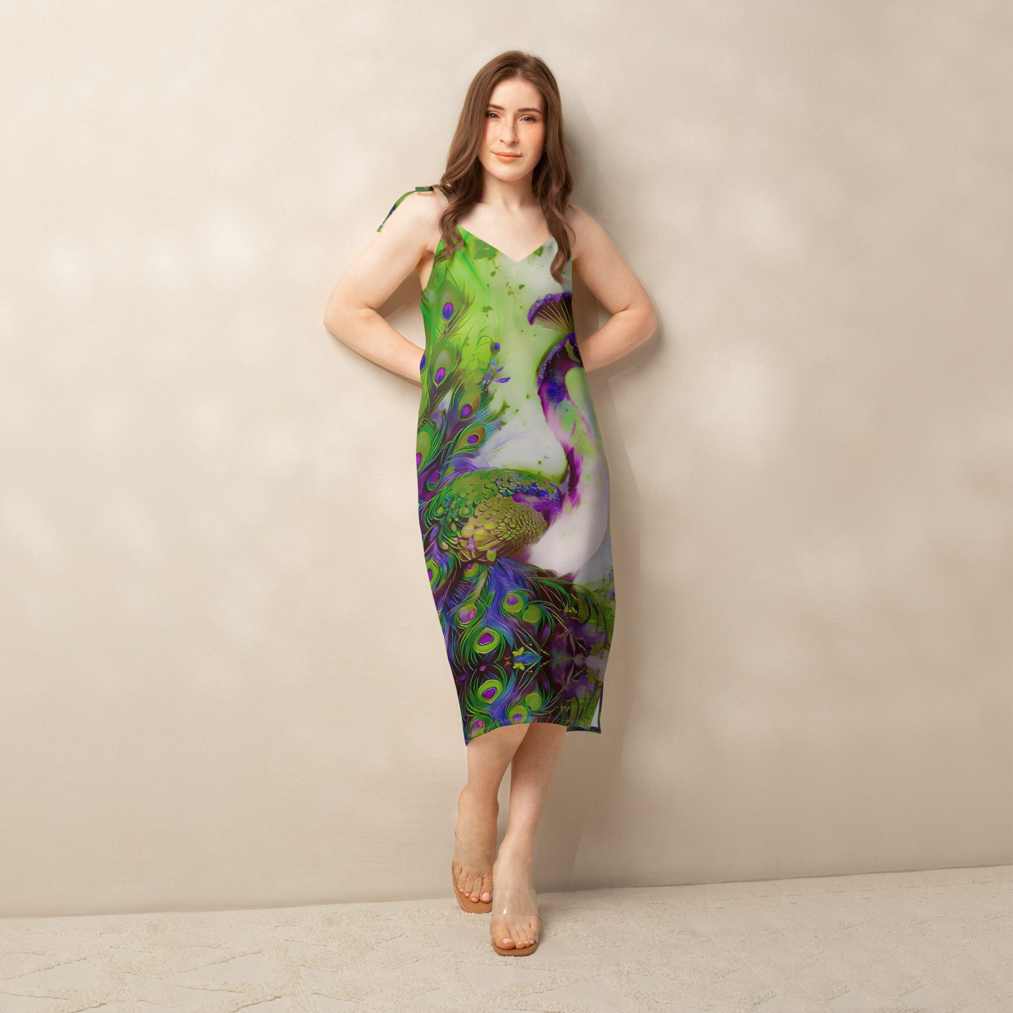 SG’s Royal Queen of Feathers Mardi Gras -Tie-Strap Midi Dress