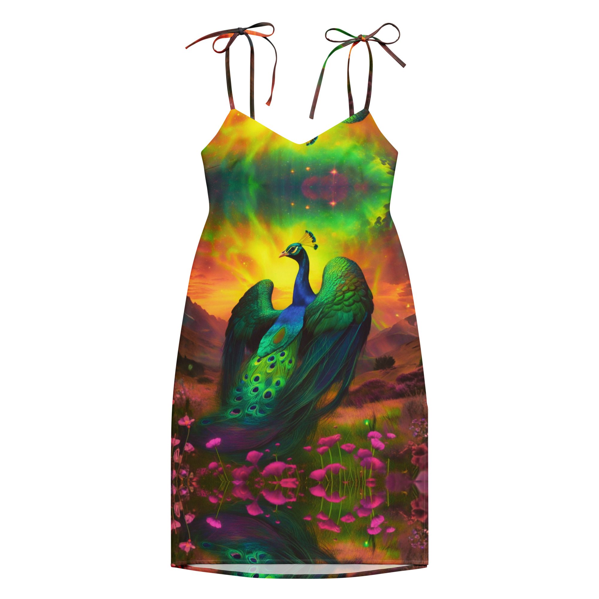 SG’s Mardi Gras’s Sunrise Royal Peacock Glow — Tie-Strap Midi Dress - Image 8