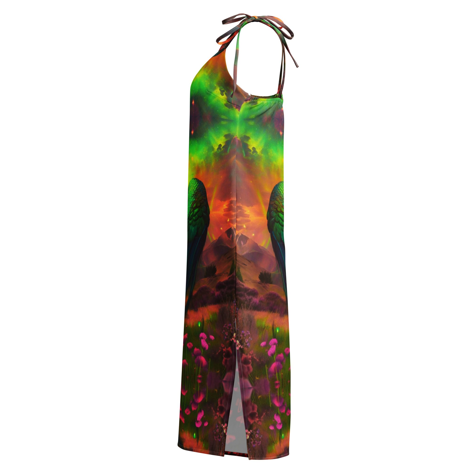 SG’s Mardi Gras’s Sunrise Royal Peacock Glow — Tie-Strap Midi Dress - Image 11