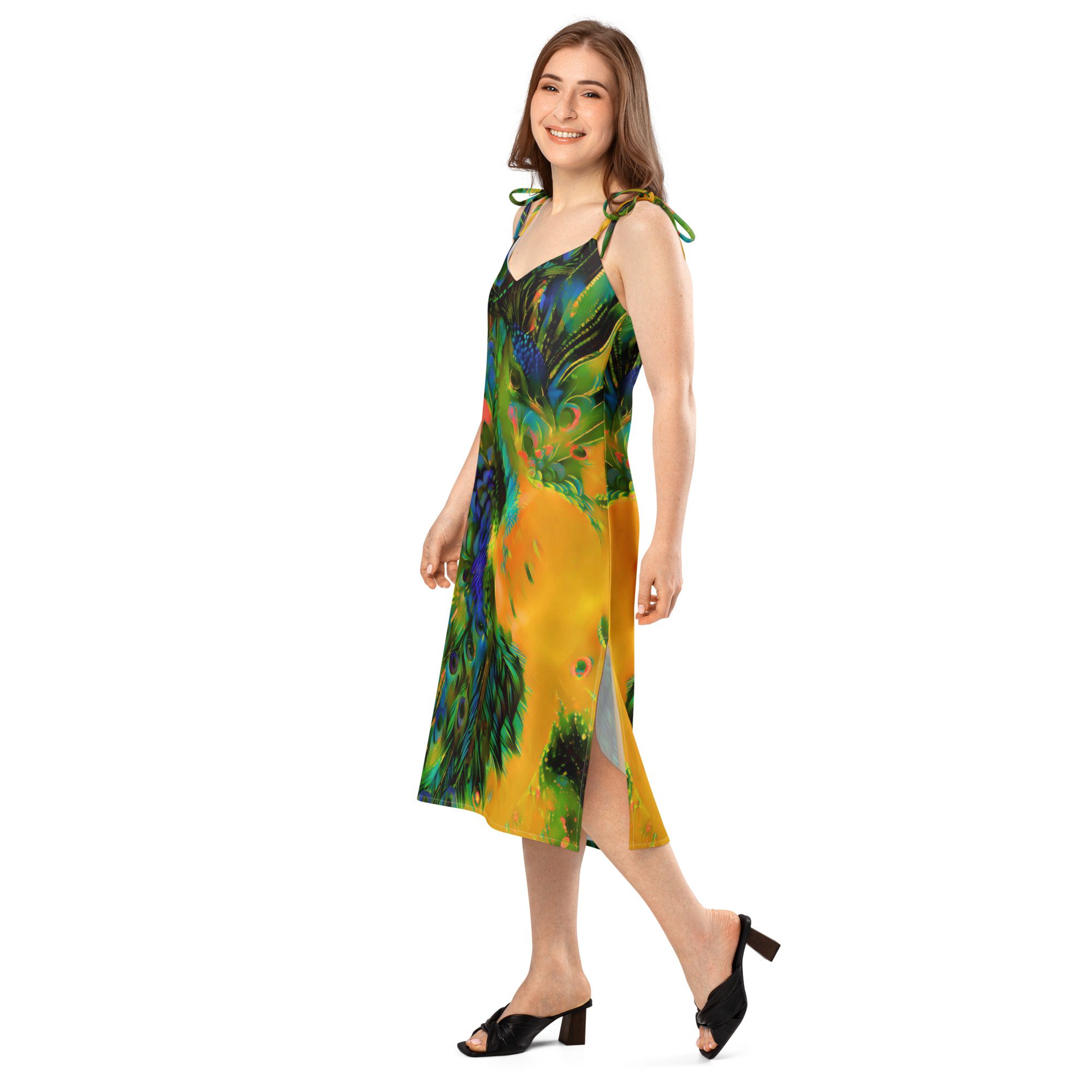 SG’s Mardi Gras’s Peacock of Bourbon Street – Tie-Strap Midi Dress - Image 3