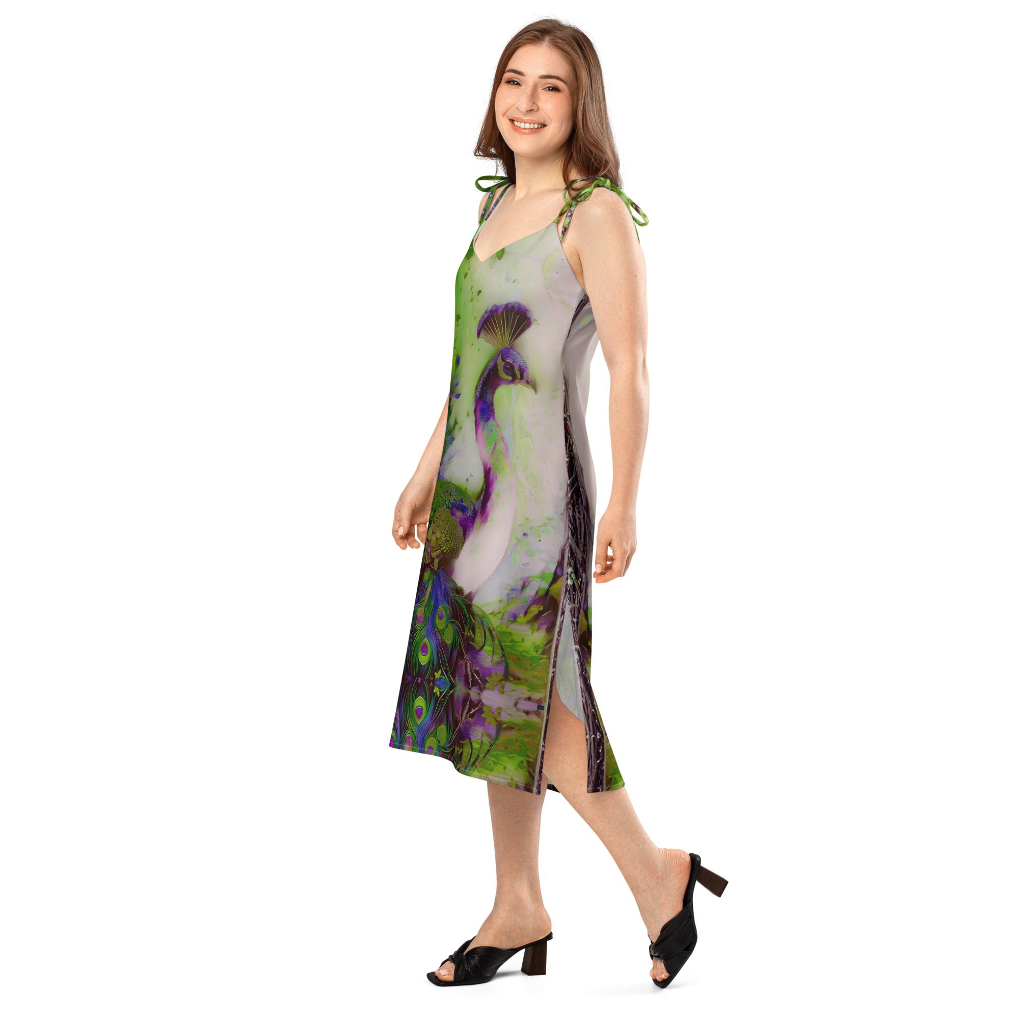 SG’s Royal Queen of Feathers Mardi Gras -Tie-Strap Midi Dress - Image 3