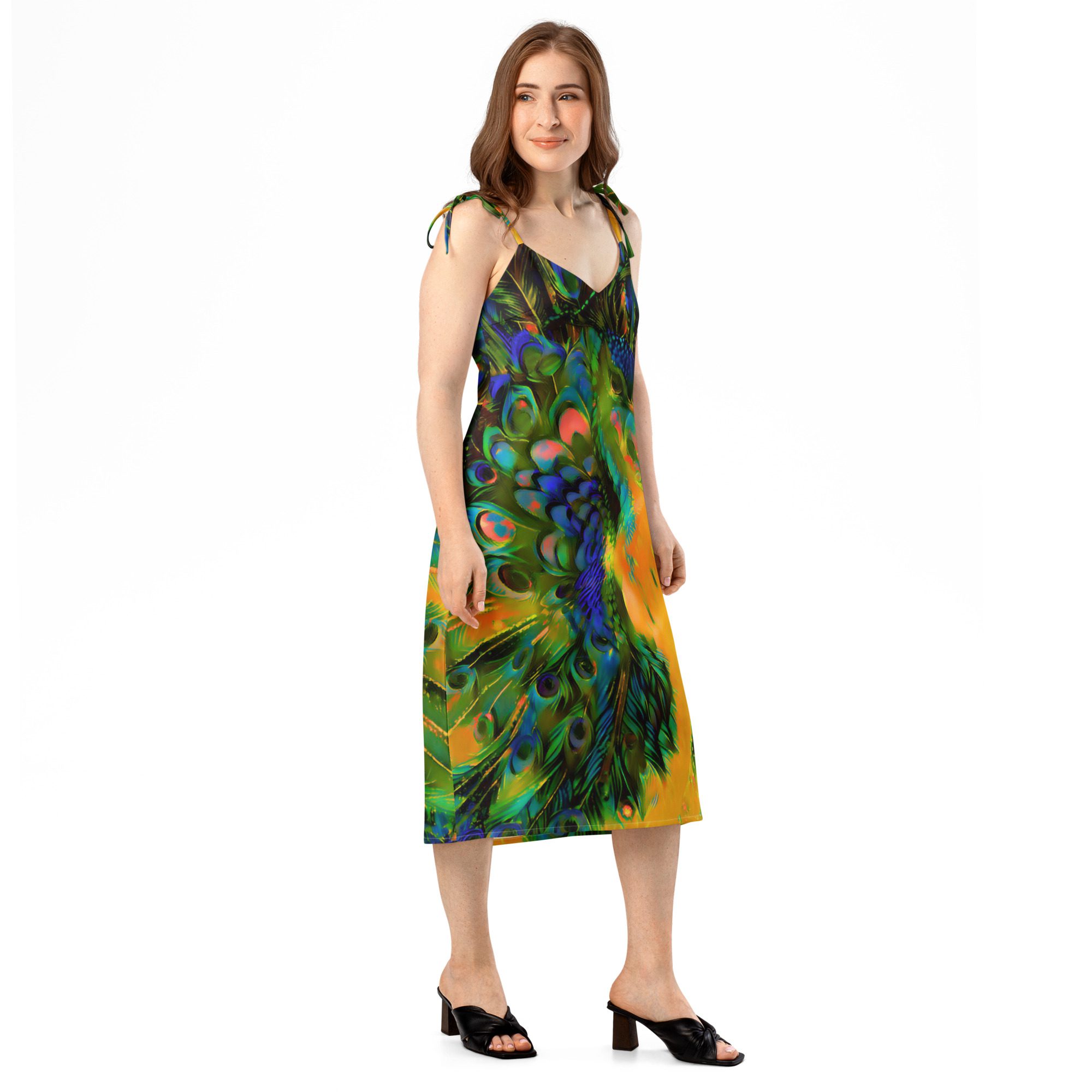 SG’s Mardi Gras’s Peacock of Bourbon Street – Tie-Strap Midi Dress - Image 2