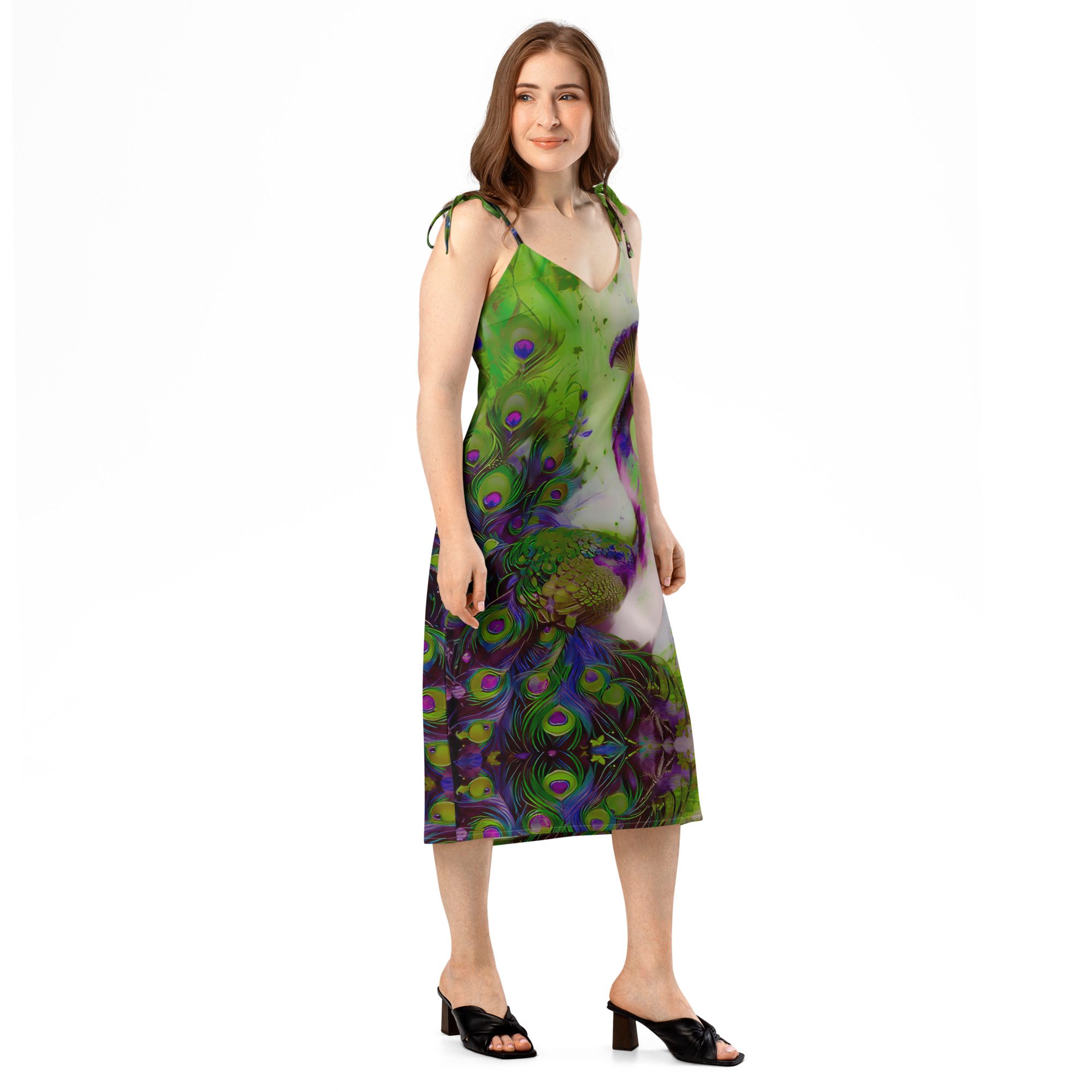 SG’s Royal Queen of Feathers Mardi Gras -Tie-Strap Midi Dress - Image 2