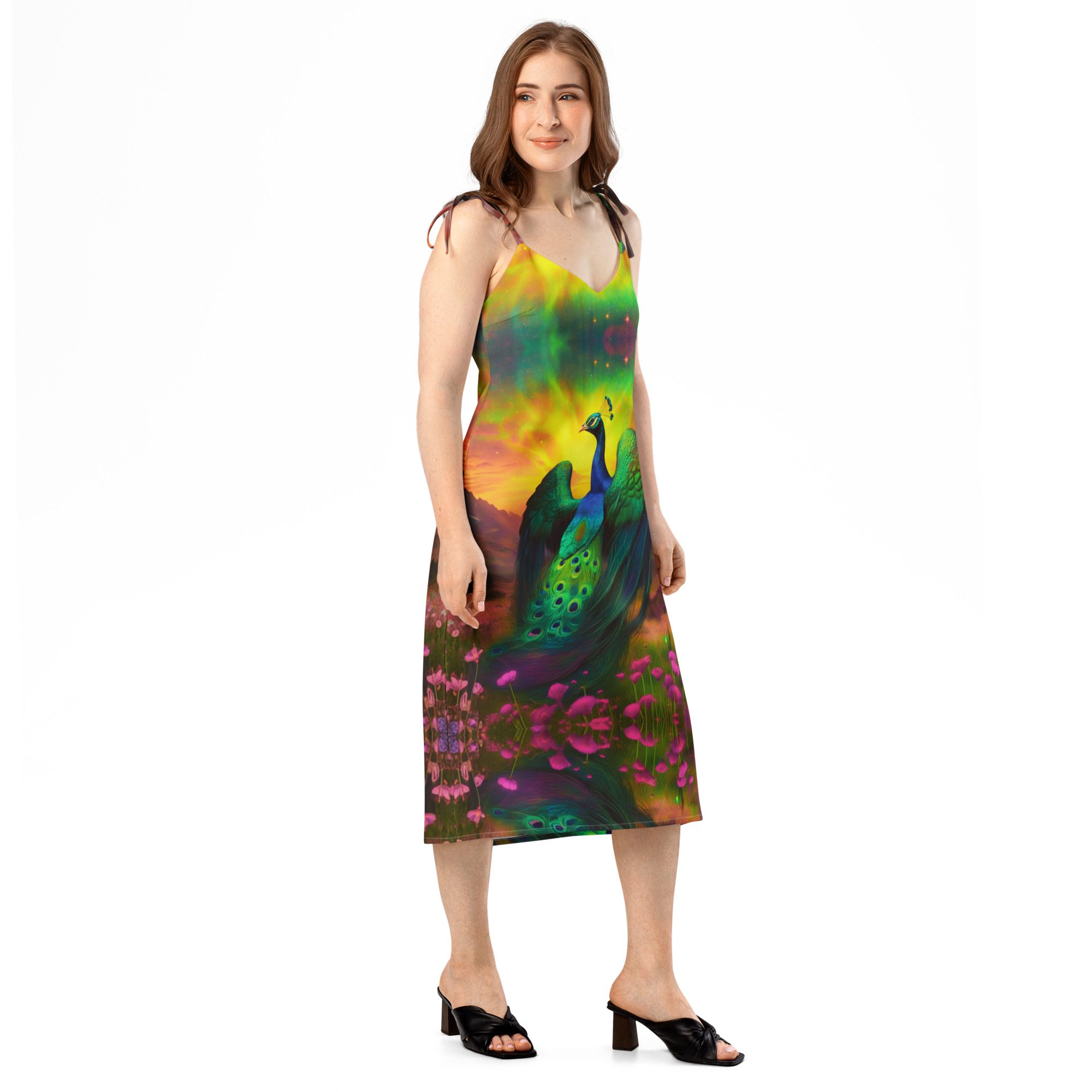 SG’s Mardi Gras’s Sunrise Royal Peacock Glow — Tie-Strap Midi Dress - Image 2