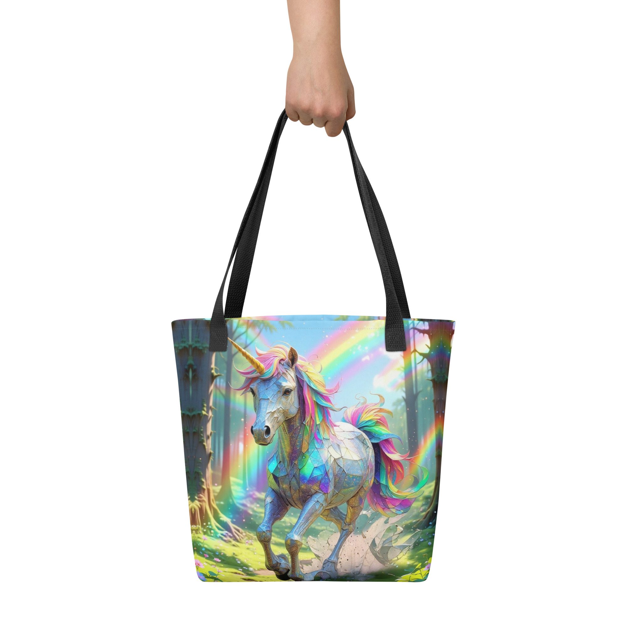 Wildheart’s Starlit Petals of the Vivid Unicorn Realm – Tote Bag - Image 3