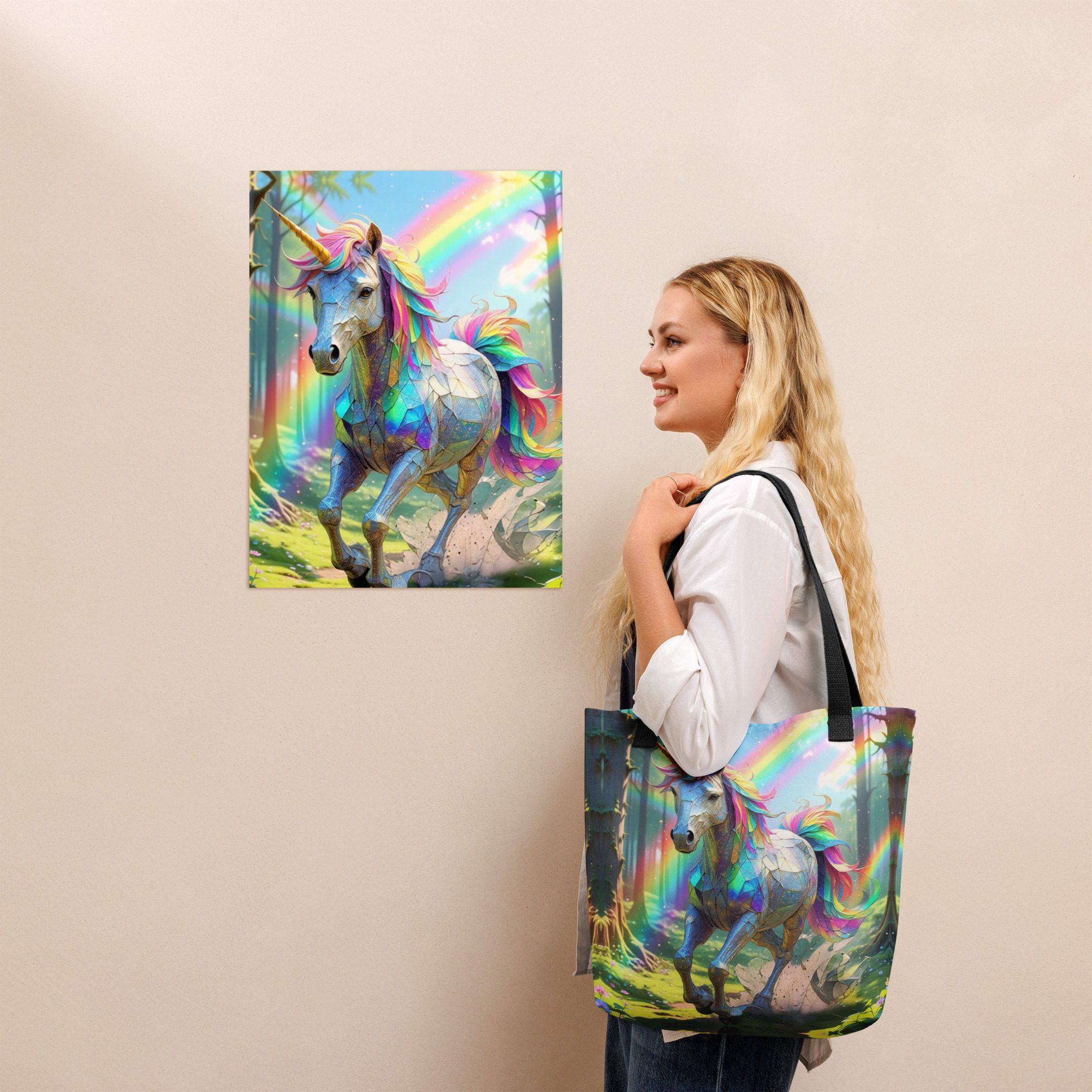 Wildheart’s Starlit Petals of the Vivid Unicorn Realm – Tote Bag - Image 18