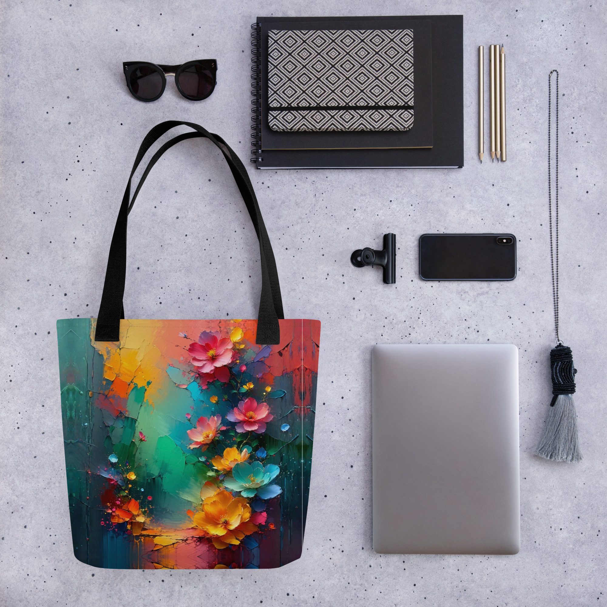 Petals of the Vivid Realm – All-Over Print Tote Bag - Image 4