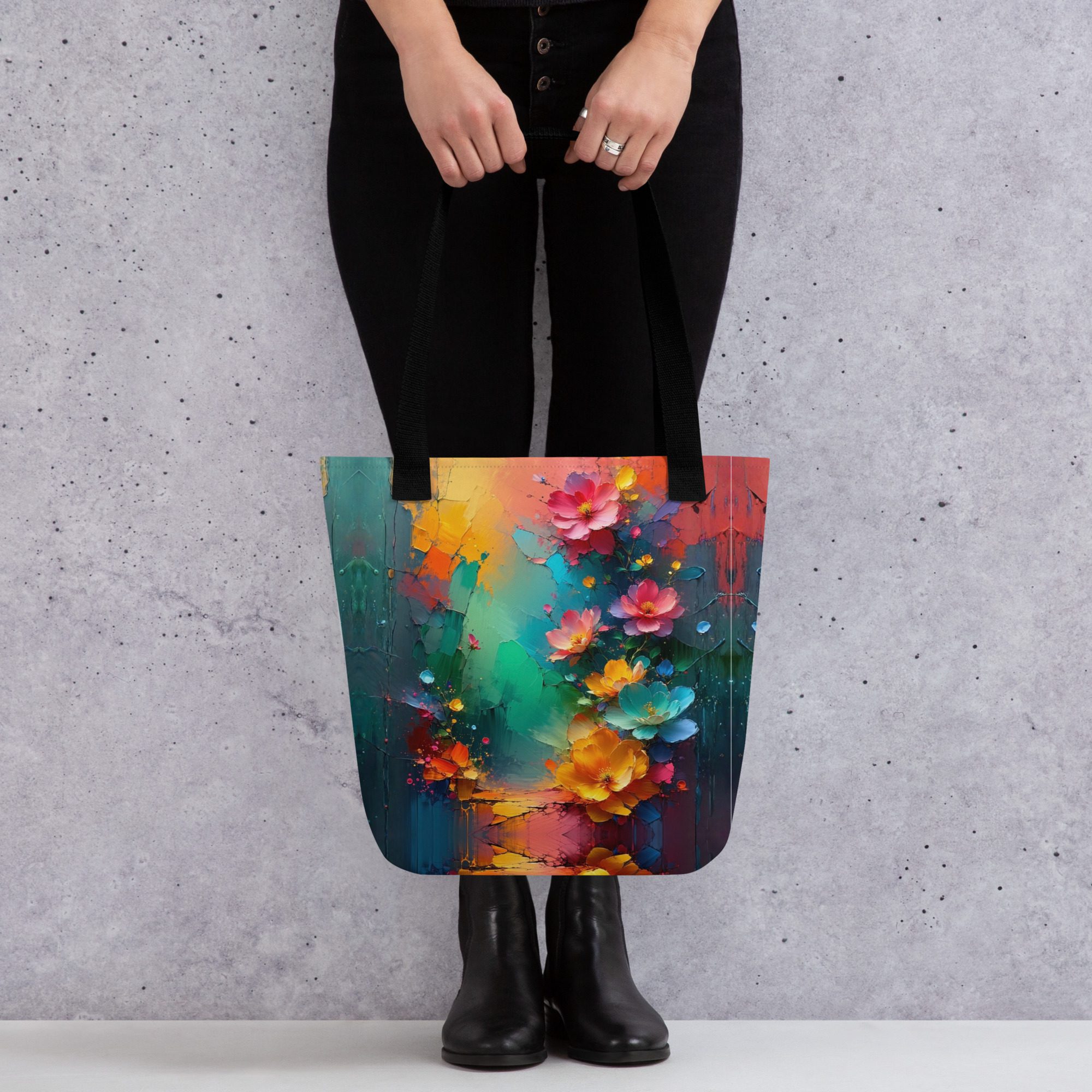 Petals of the Vivid Realm – All-Over Print Tote Bag - Image 6