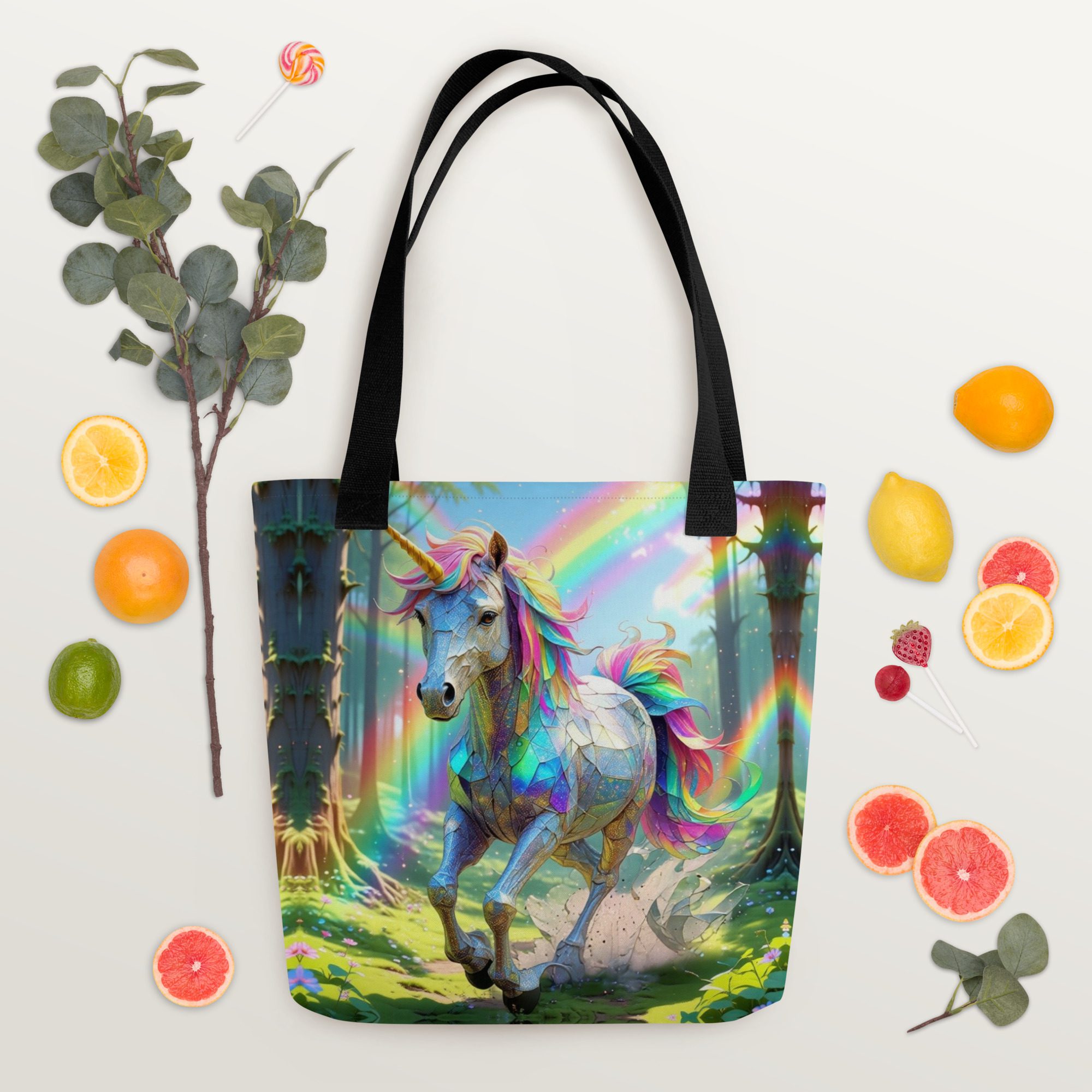 Wildheart’s Starlit Petals of the Vivid Unicorn Realm – Tote Bag - Image 6