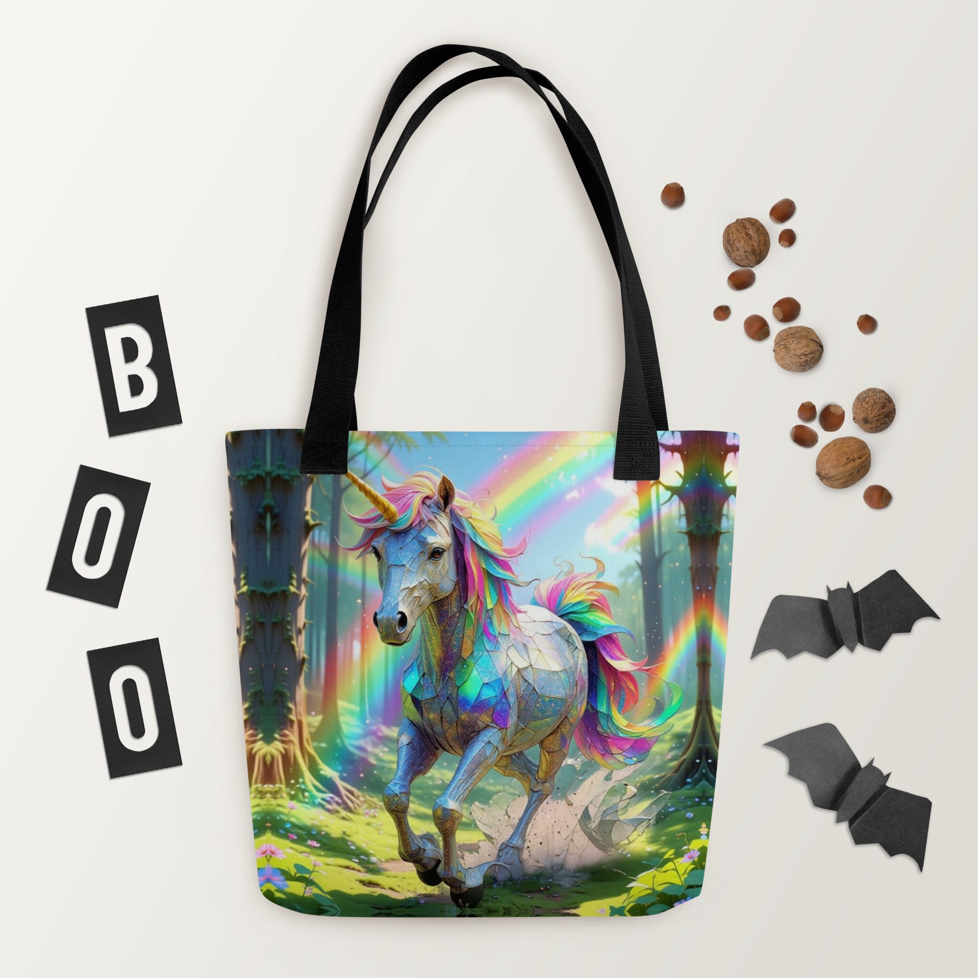 Wildheart’s Starlit Petals of the Vivid Unicorn Realm – Tote Bag - Image 7
