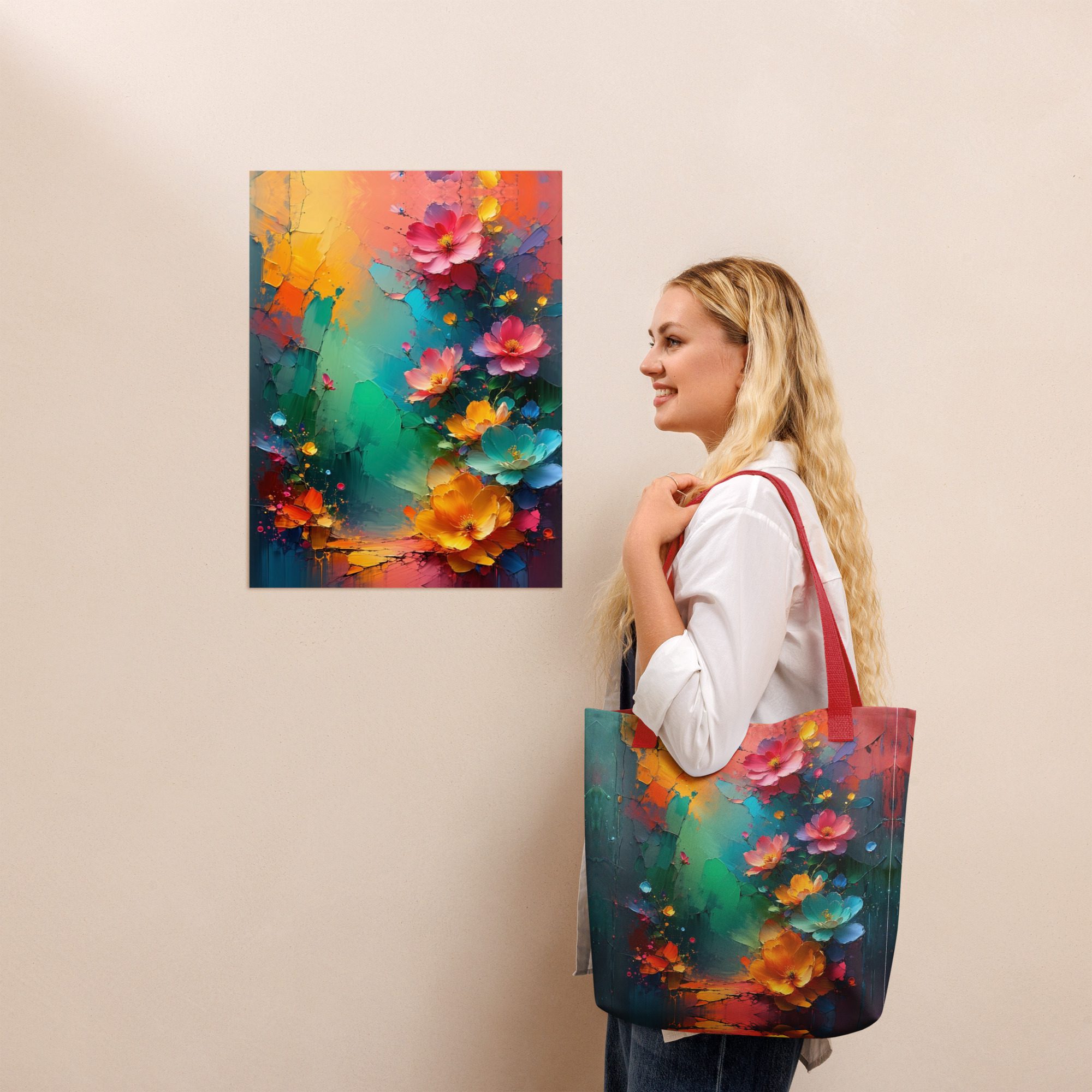 Petals of the Vivid Realm – All-Over Print Tote Bag - Image 7