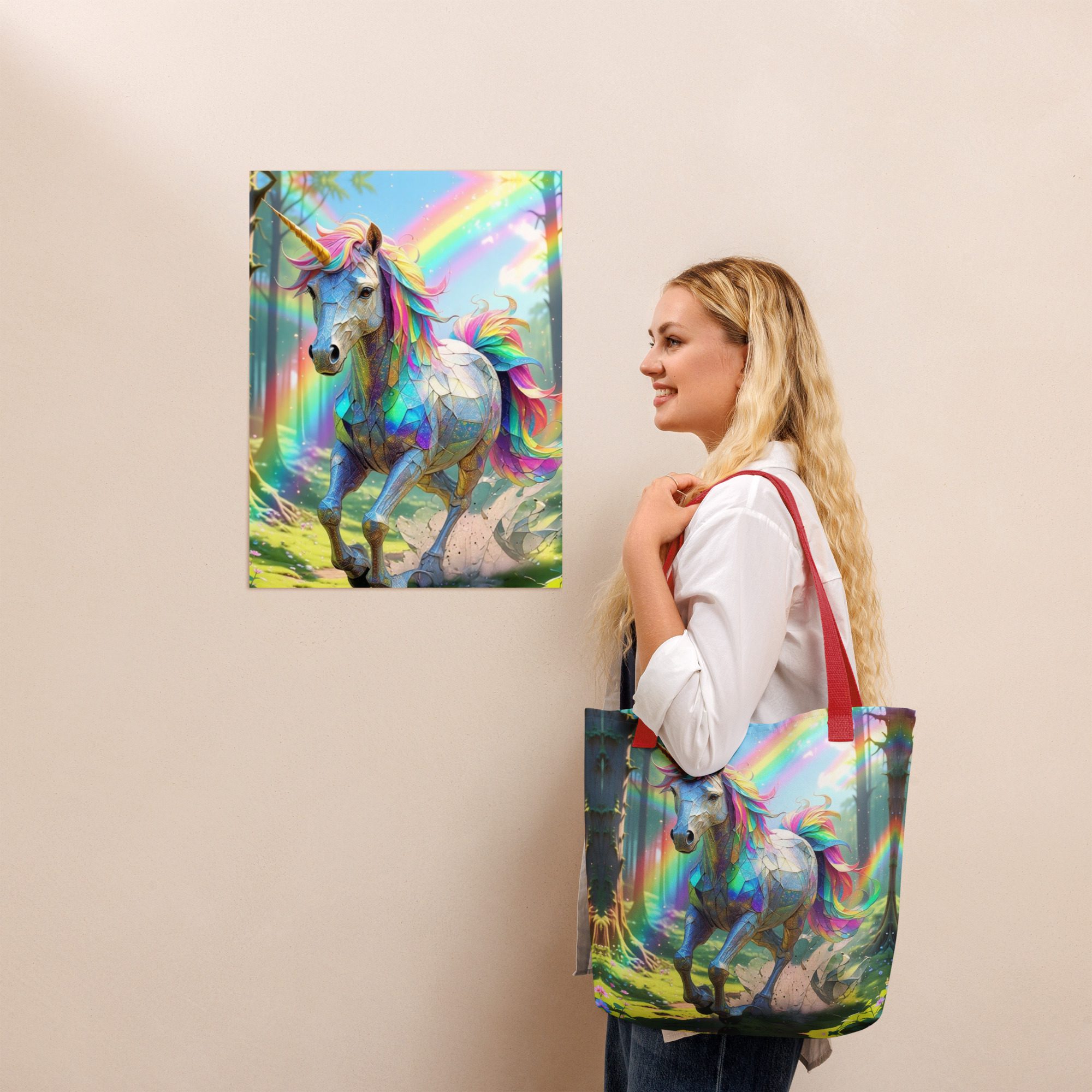 Wildheart’s Starlit Petals of the Vivid Unicorn Realm – Tote Bag - Image 8