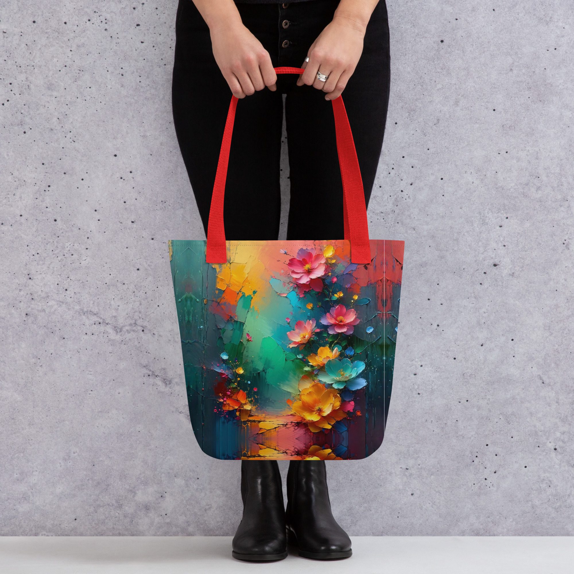 Petals of the Vivid Realm – All-Over Print Tote Bag