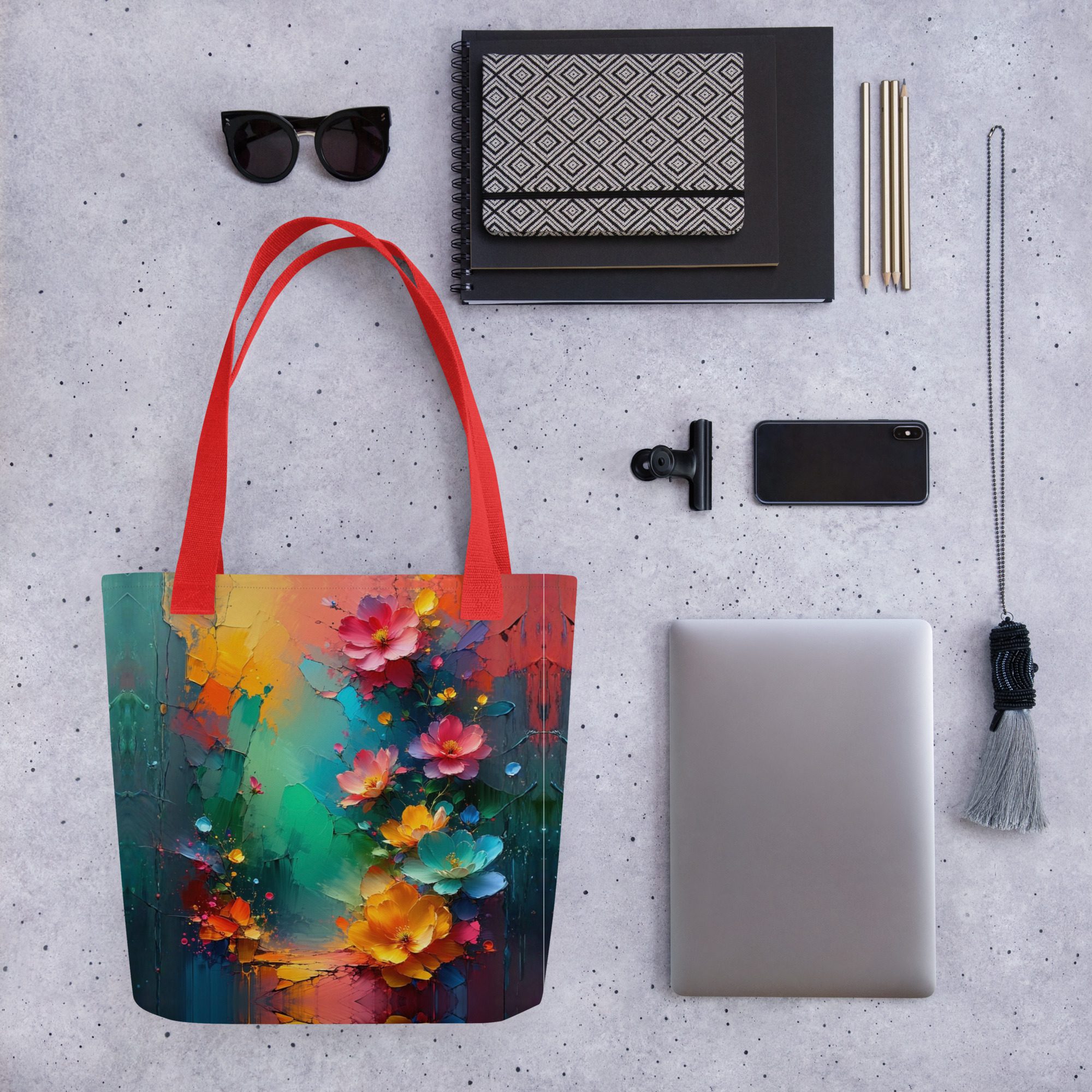 Petals of the Vivid Realm – All-Over Print Tote Bag - Image 9