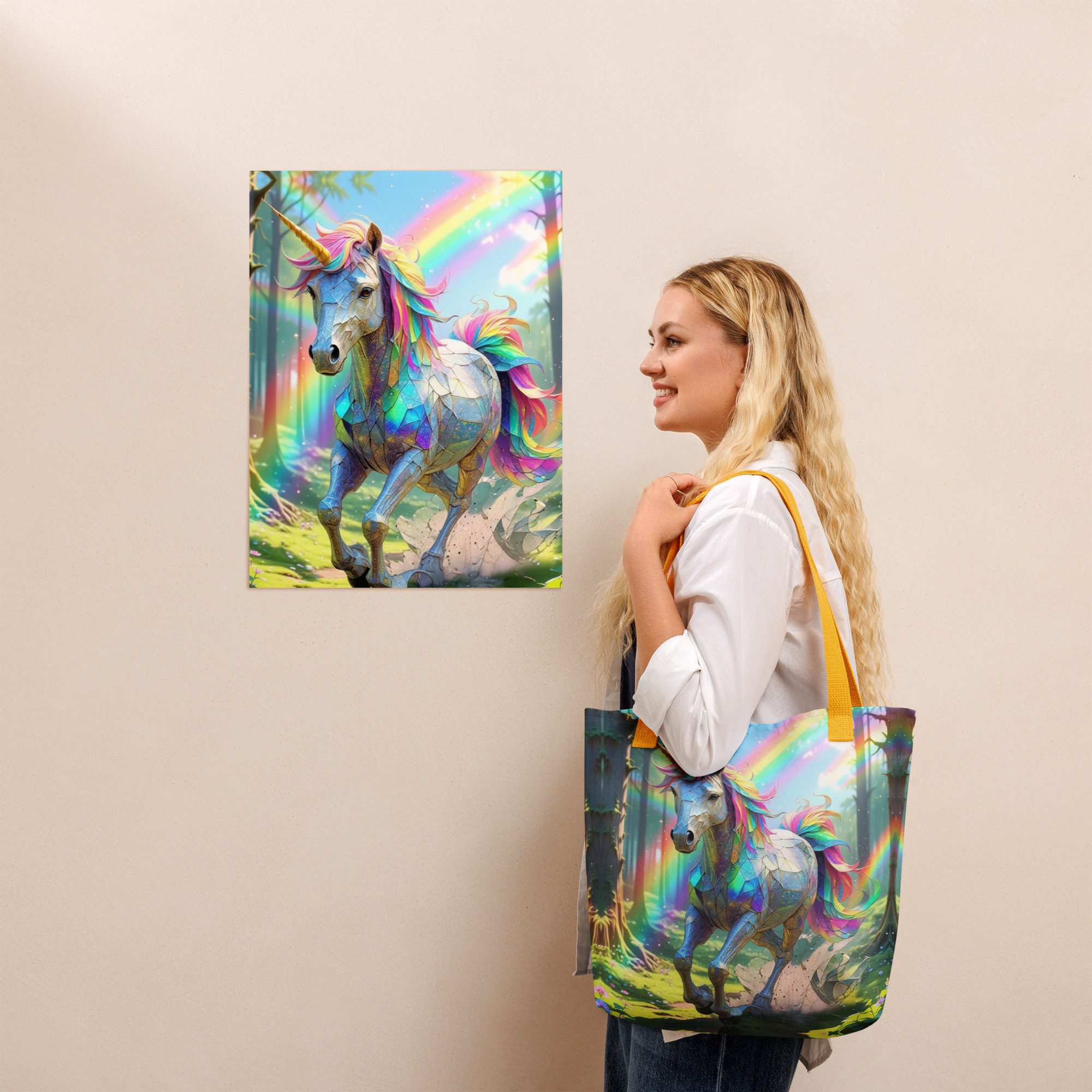 Wildheart’s Starlit Petals of the Vivid Unicorn Realm – Tote Bag