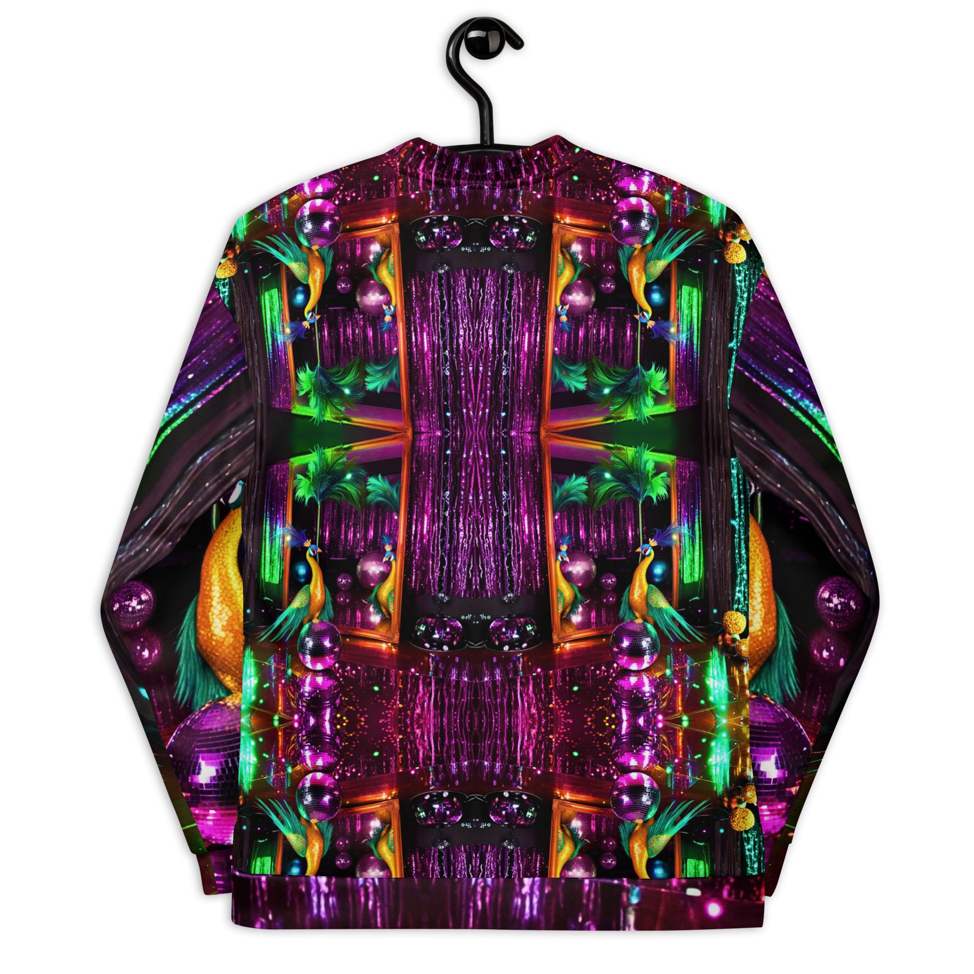 SG’s Mardi Gras Peacocks Mirrorball Masquerade Night – Unisex Bomber Jacket - Image 14
