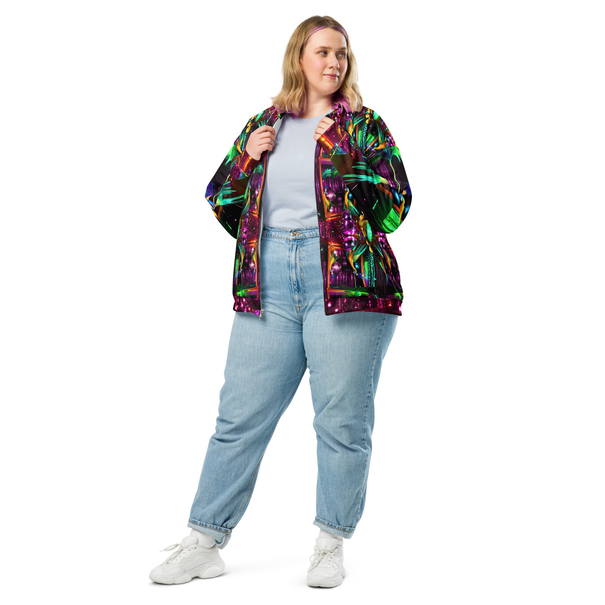 SG’s Mardi Gras Peacocks Mirrorball Masquerade Night – Unisex Bomber Jacket - Image 20