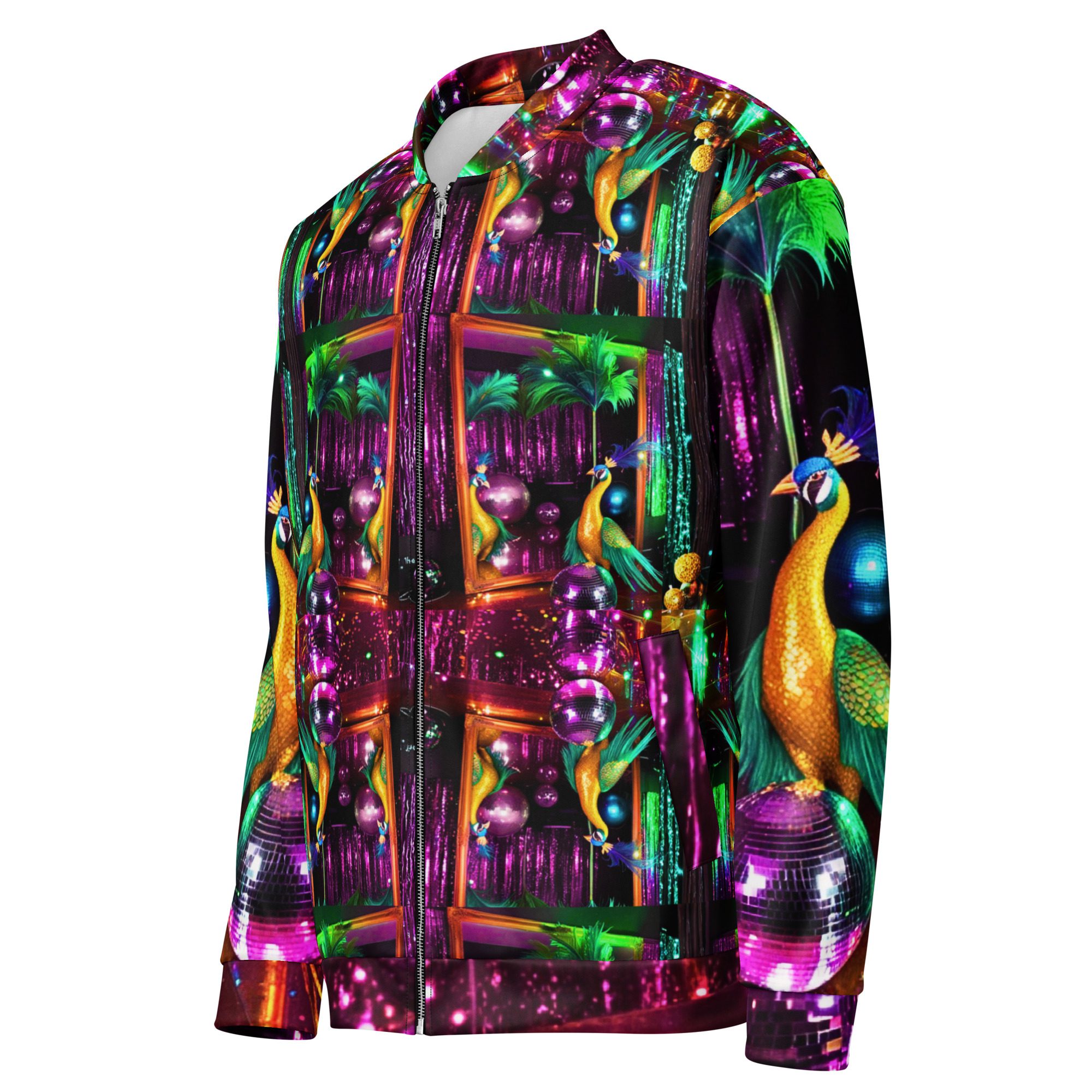 SG’s Mardi Gras Peacocks Mirrorball Masquerade Night – Unisex Bomber Jacket - Image 21