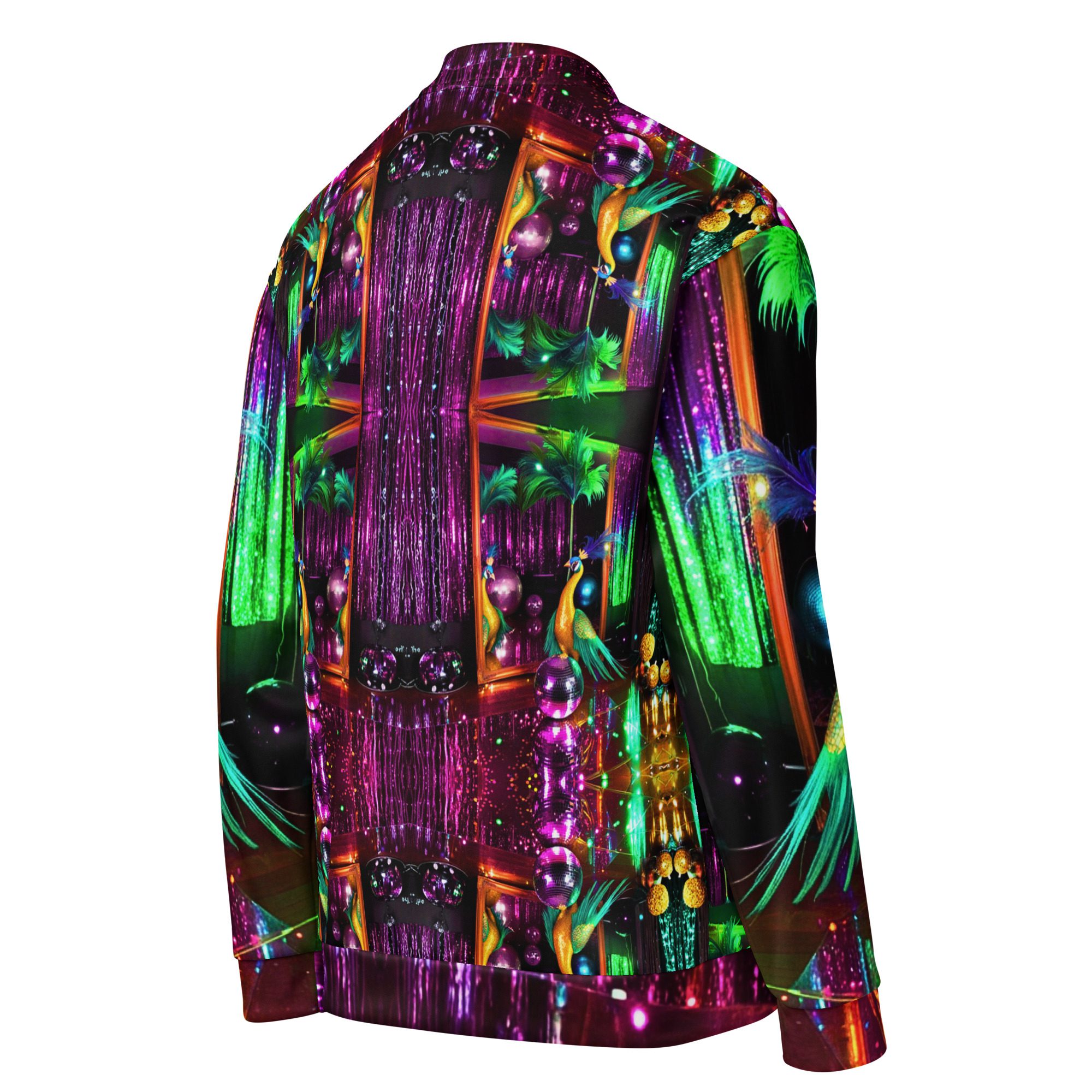 SG’s Mardi Gras Peacocks Mirrorball Masquerade Night – Unisex Bomber Jacket - Image 15
