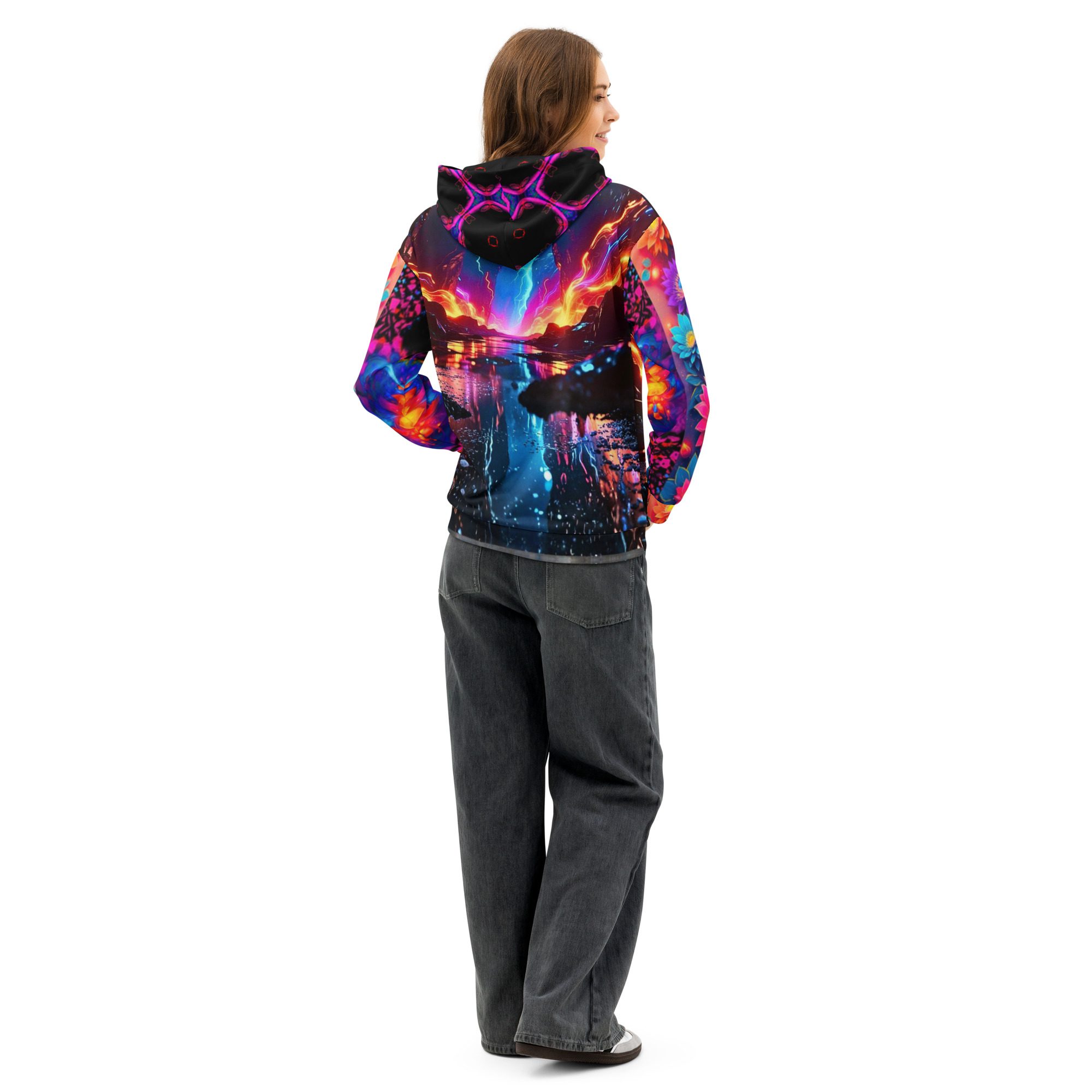 Glacial Lava Bloom – Unisex Cotton Hoodie - Image 3