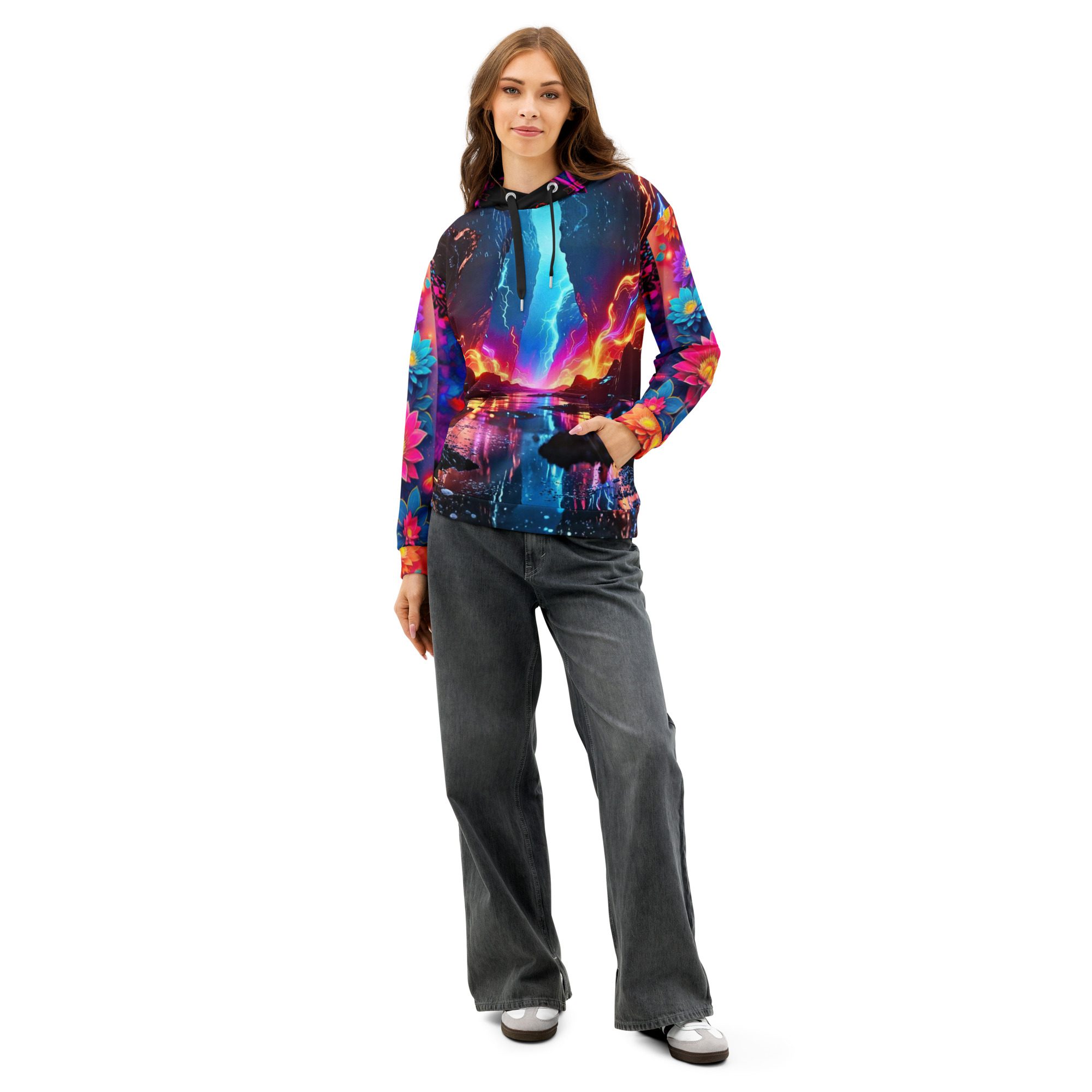 Glacial Lava Bloom – Unisex Cotton Hoodie - Image 4