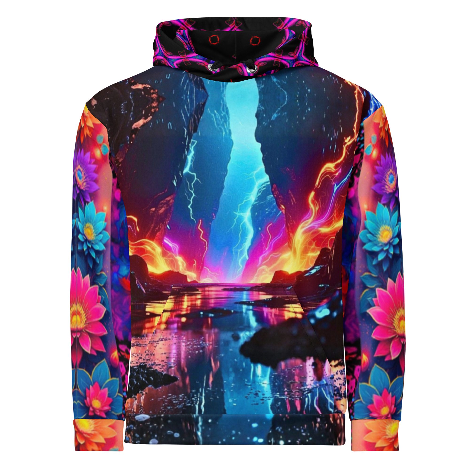 Glacial Lava Bloom – Unisex Cotton Hoodie - Image 9