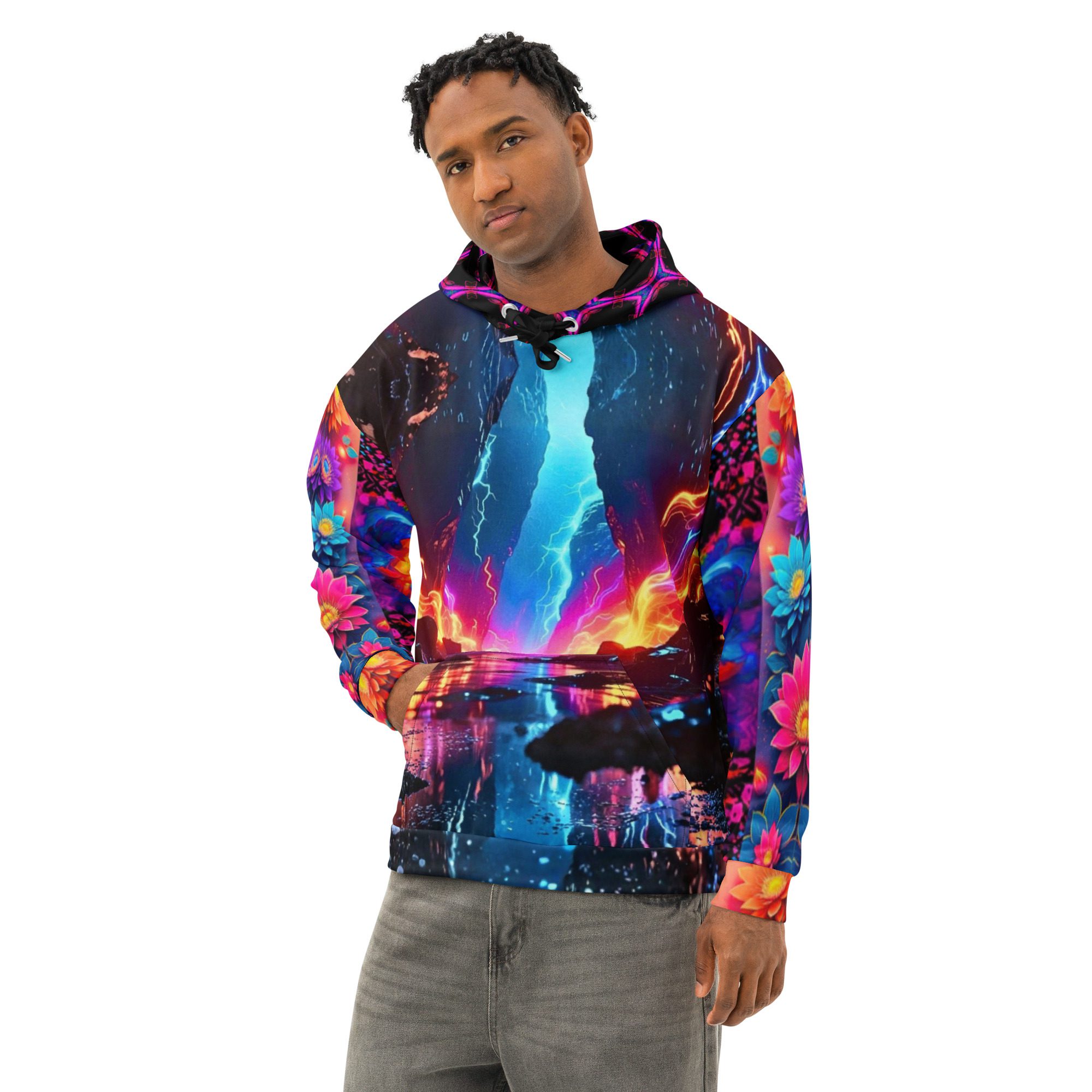 Glacial Lava Bloom – Unisex Cotton Hoodie - Image 5