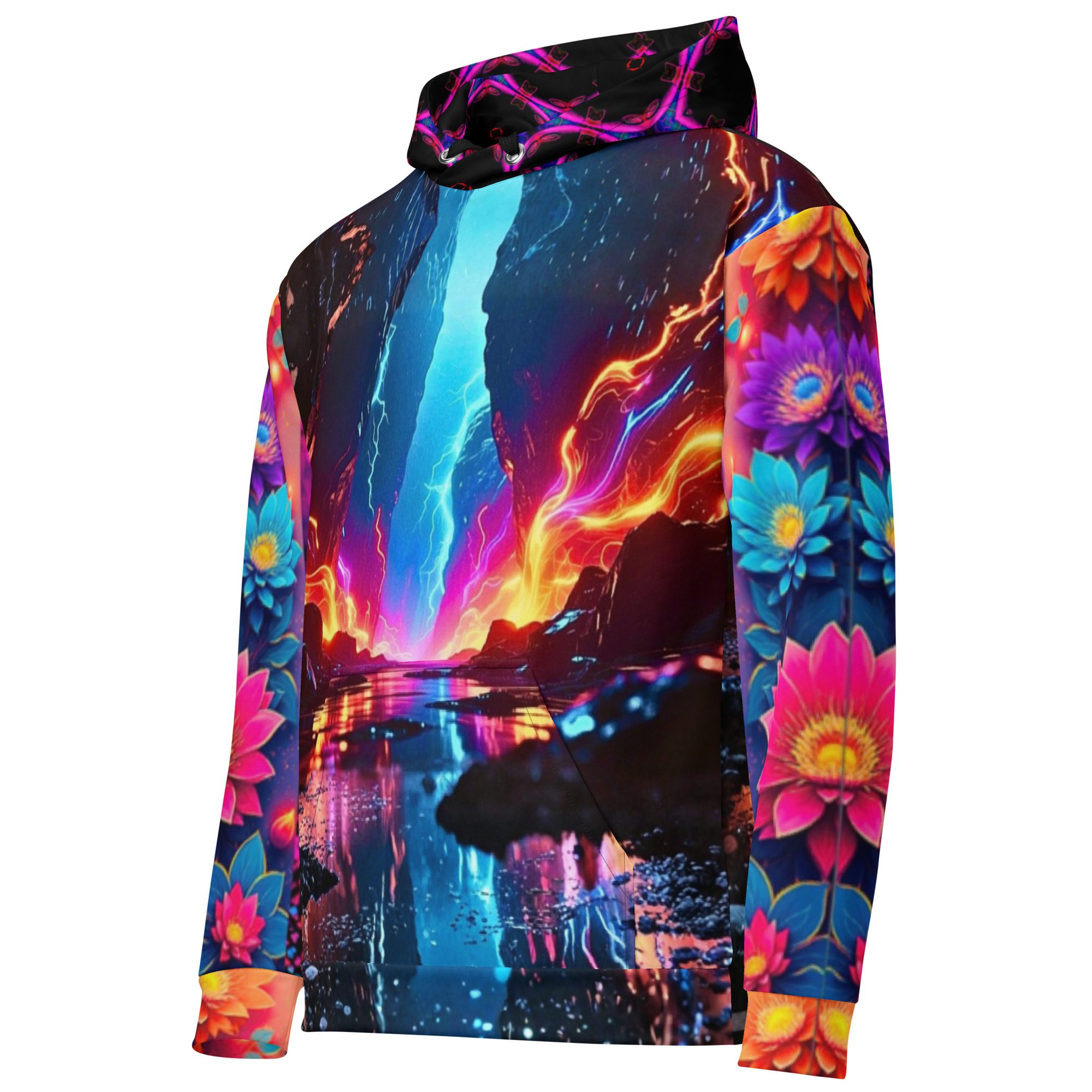 Glacial Lava Bloom – Unisex Cotton Hoodie - Image 8