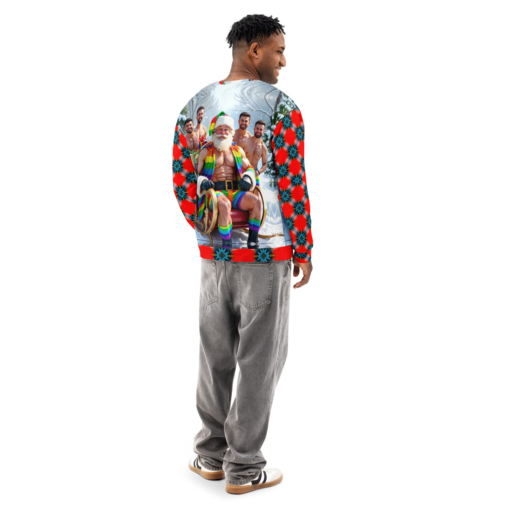 Mr. Claus and His Merry Men – Unisex Cotton Sweatshirt - Image 3